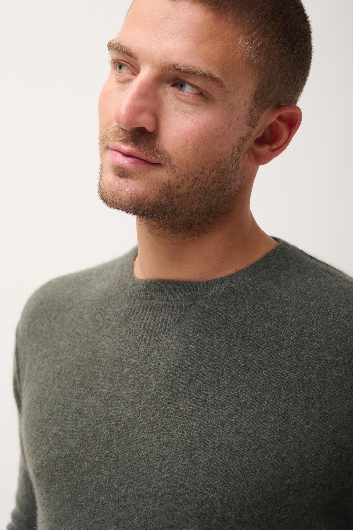 NOE round-neck sweater khaki mottled
