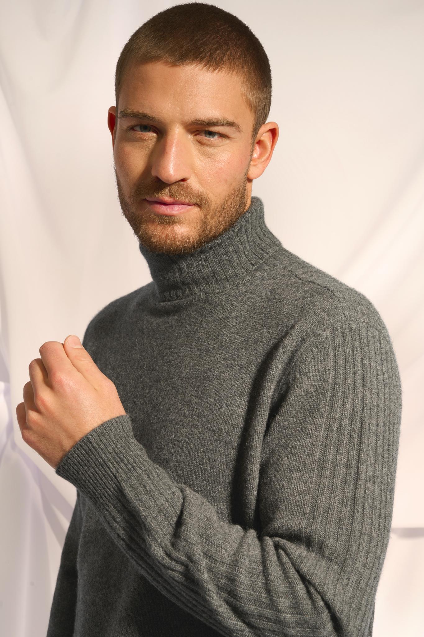 NOI anthracite mottled turtleneck sweater