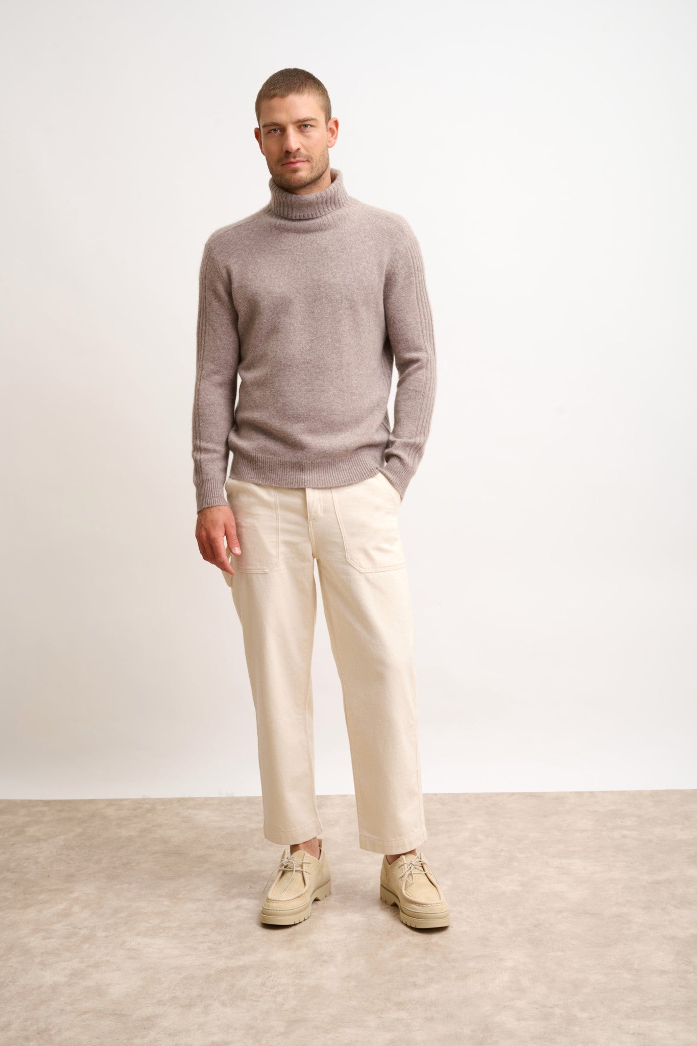 noi pull col roulé caribou chiné