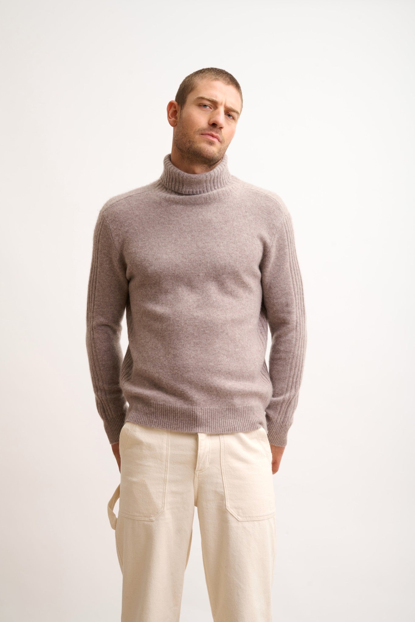 noi pull col roulé caribou chiné