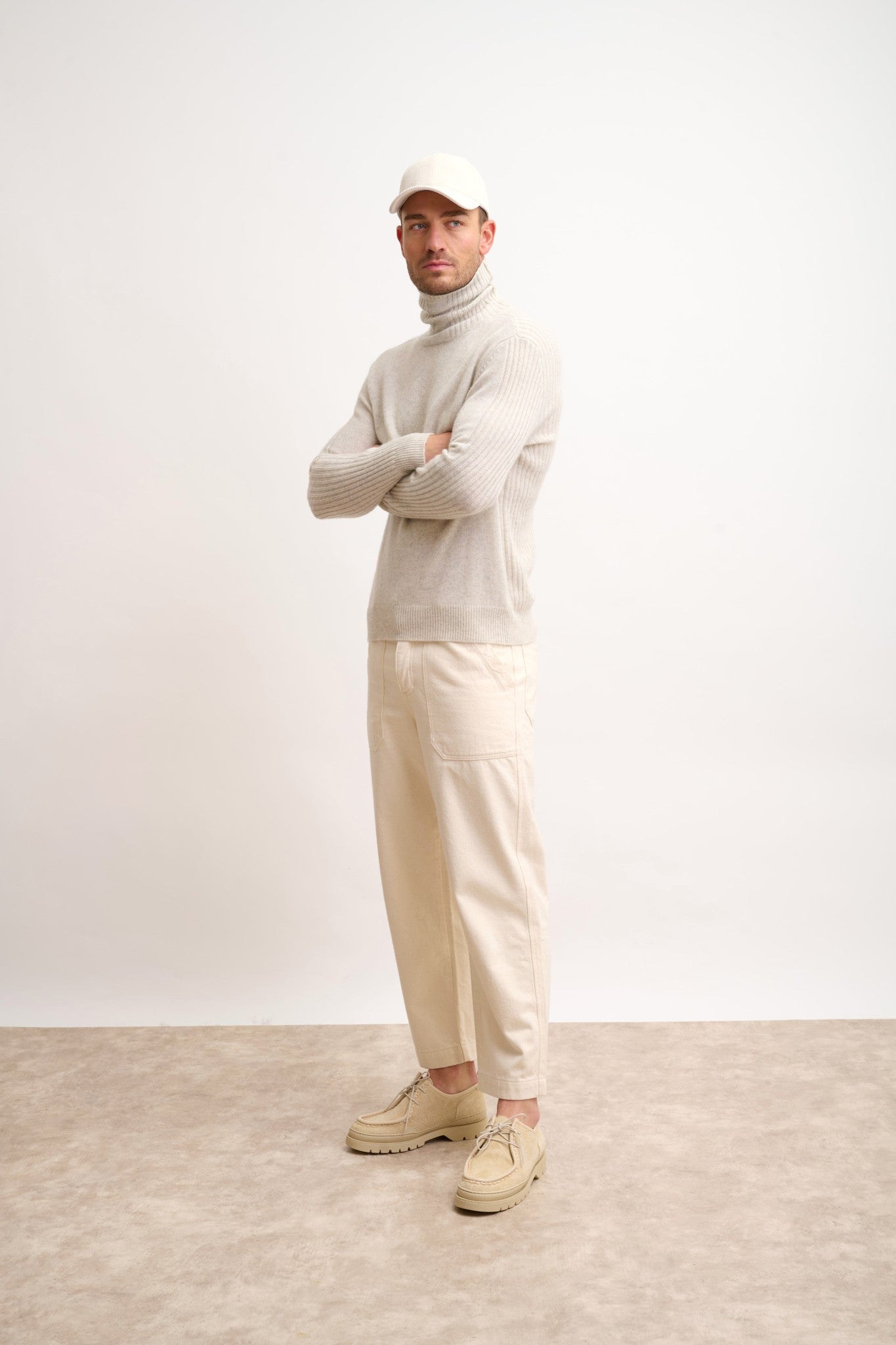 noi pull col roulé gris perle chiné