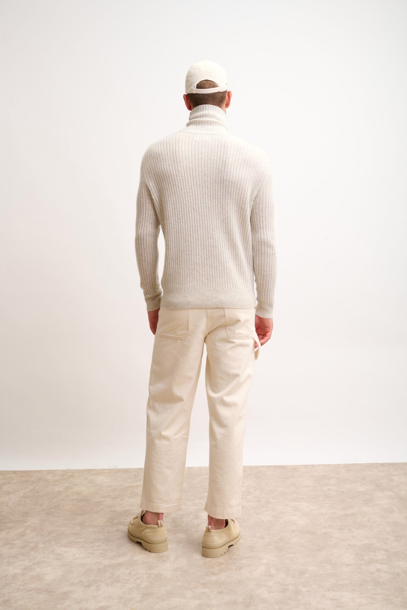 noi pull col roulé gris perle chiné