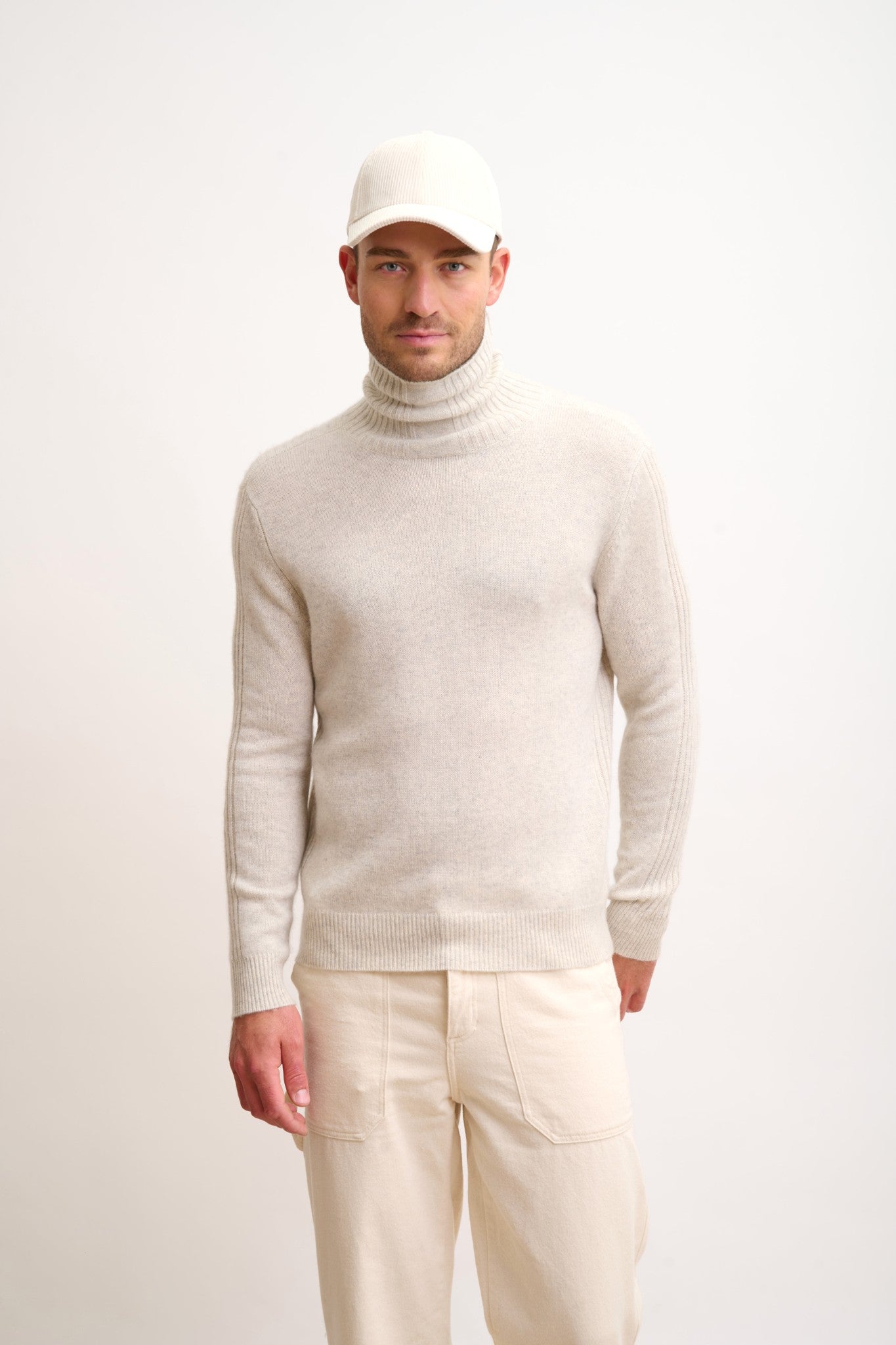 noi pull col roulé gris perle chiné
