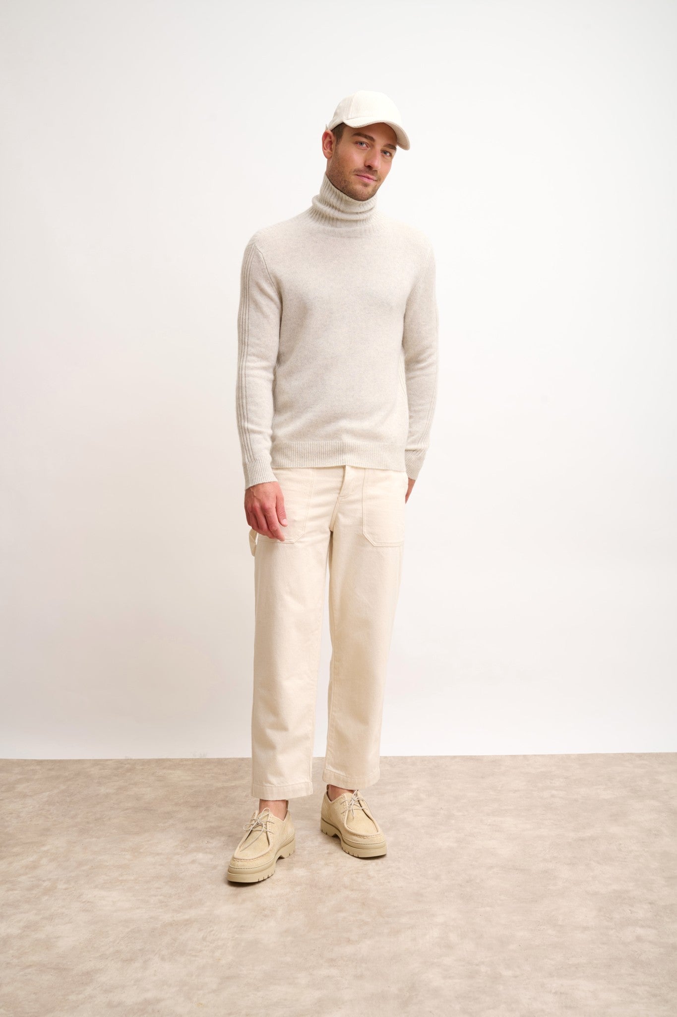 noi pull col roulé gris perle chiné
