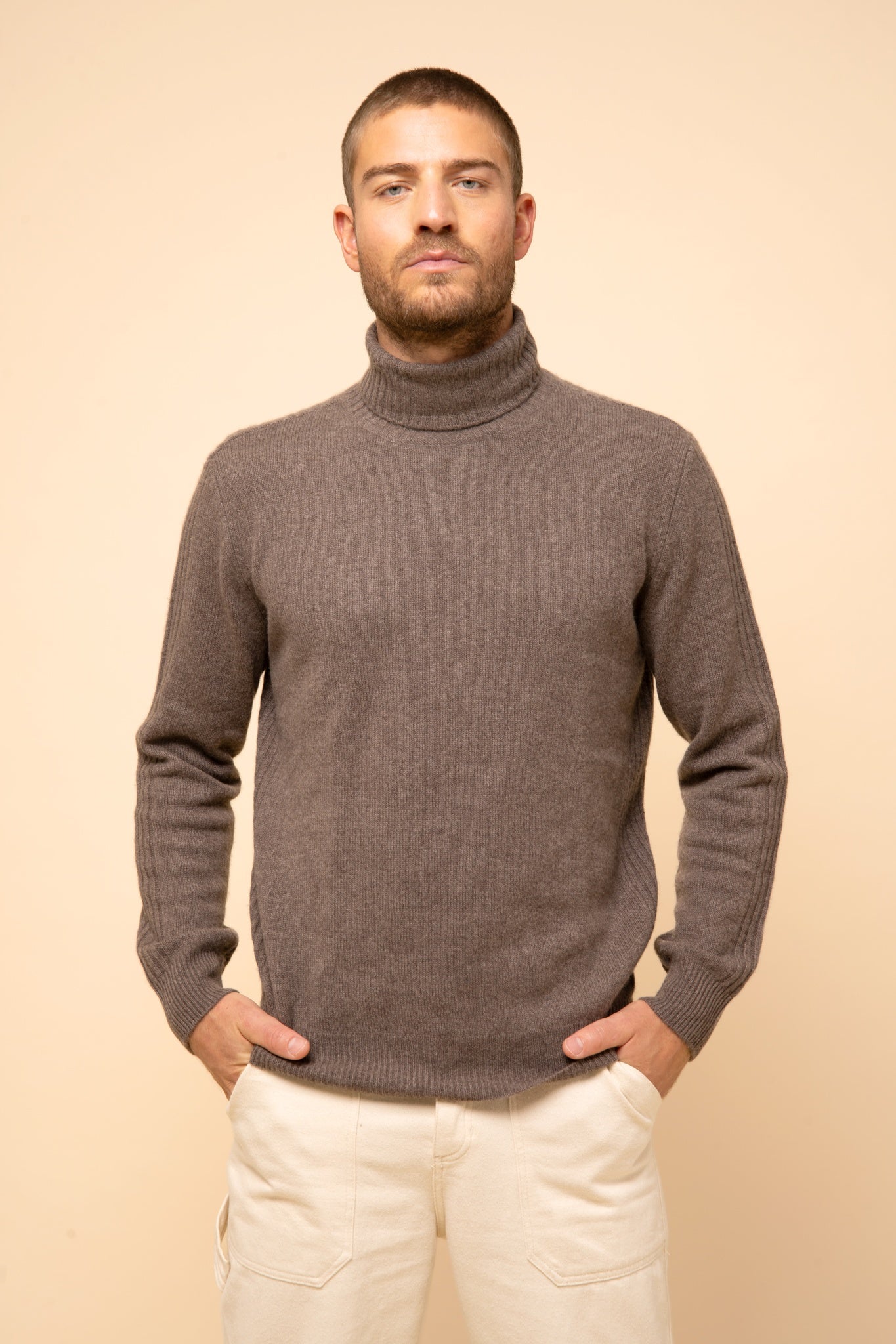 NOI pull col roulé taupe chiné