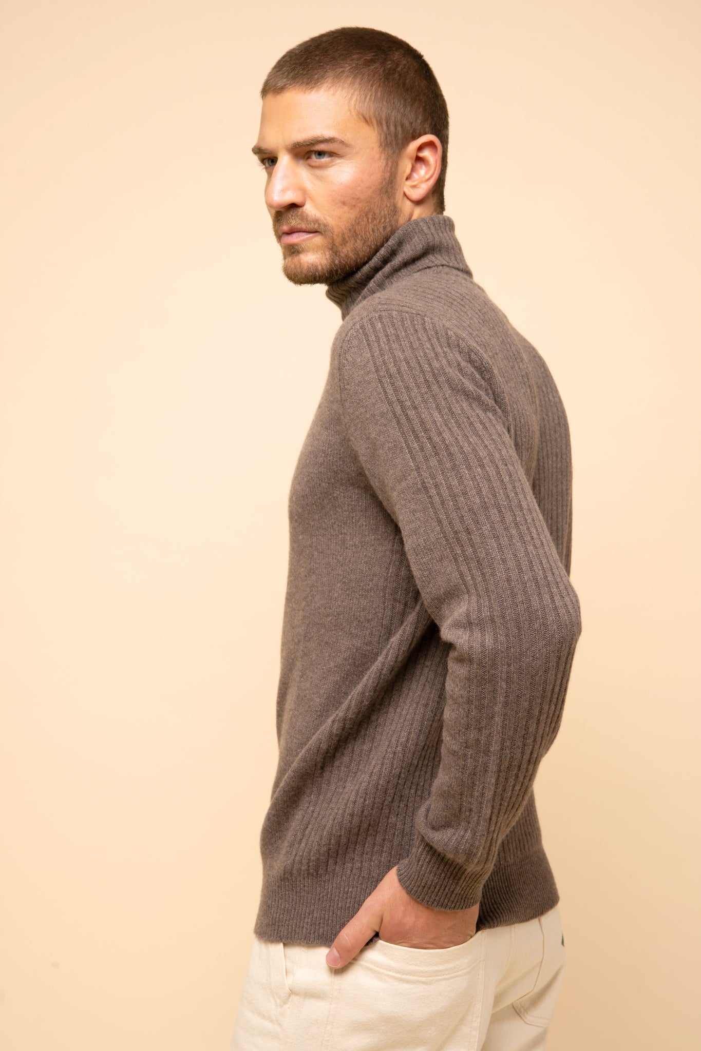 NOI taupe mottled turtleneck sweater