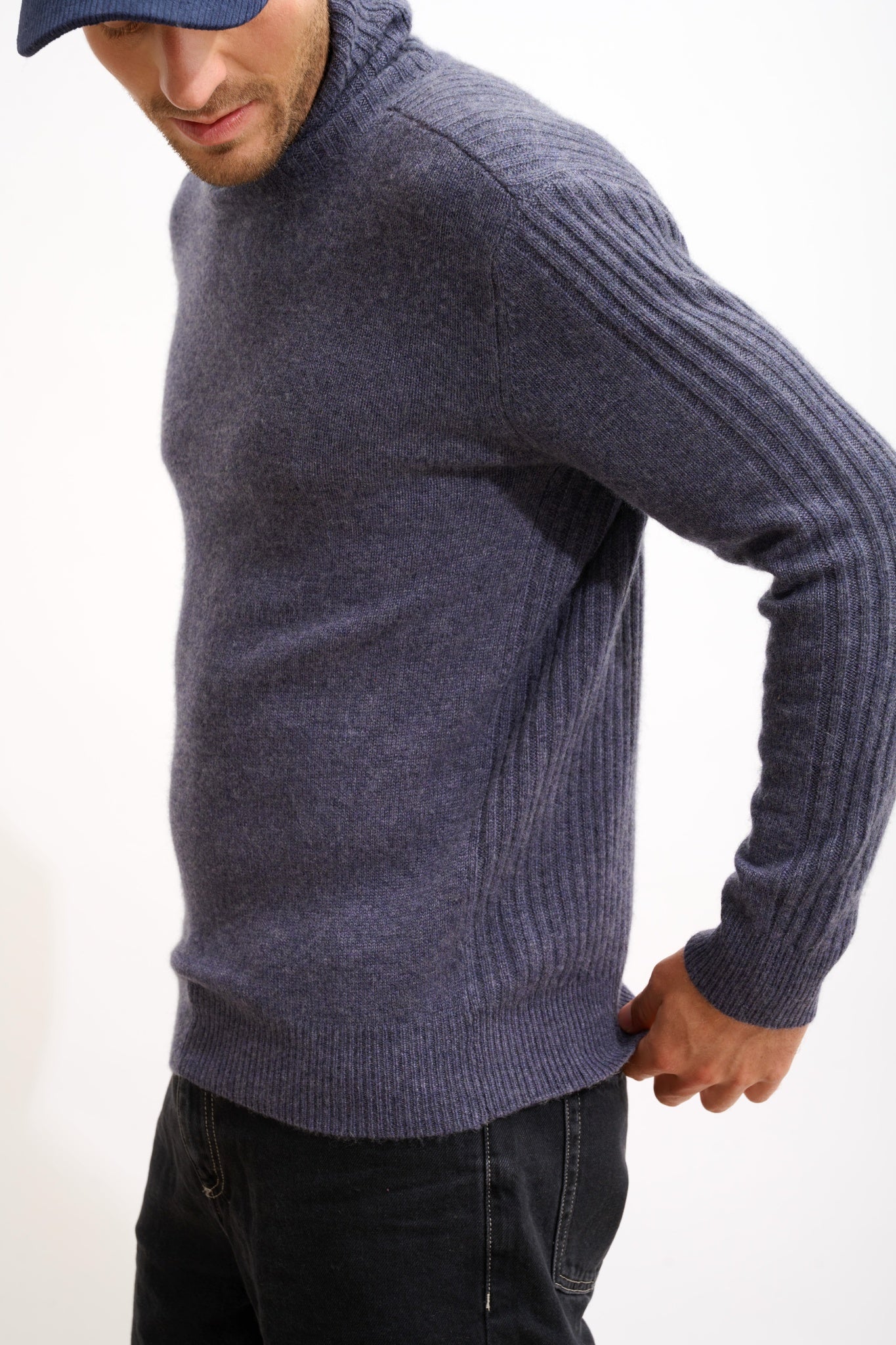 NOI pull col roulé violet gris chiné