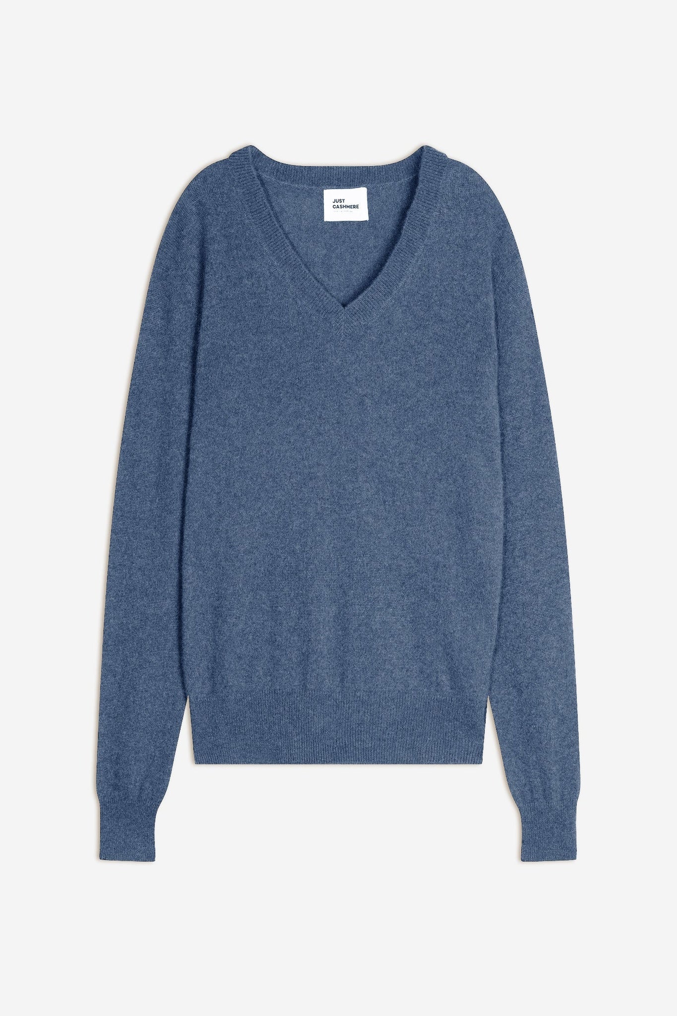 NORA pull col v bleu denim