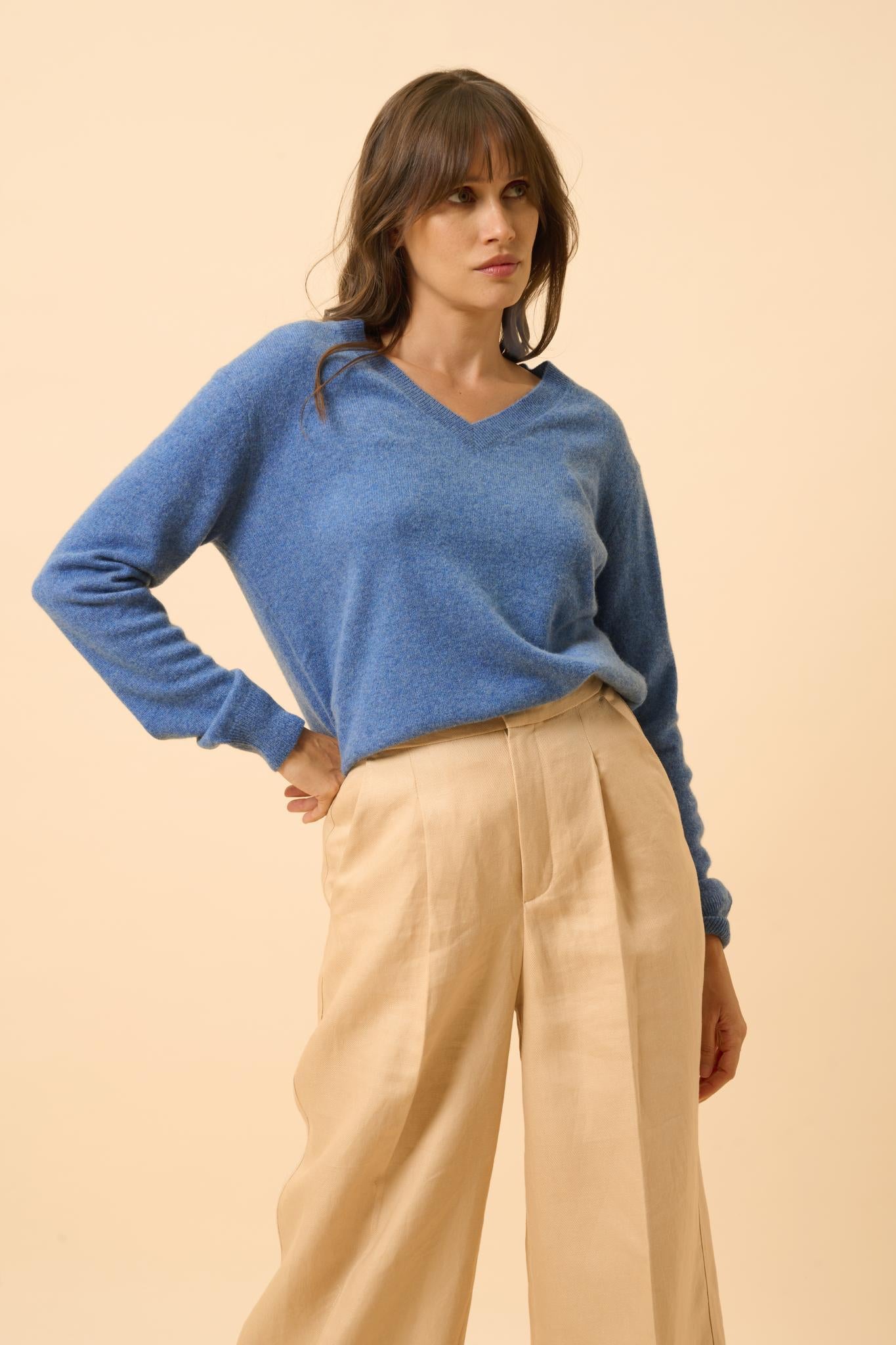 NORA v-neck sweater denim blue