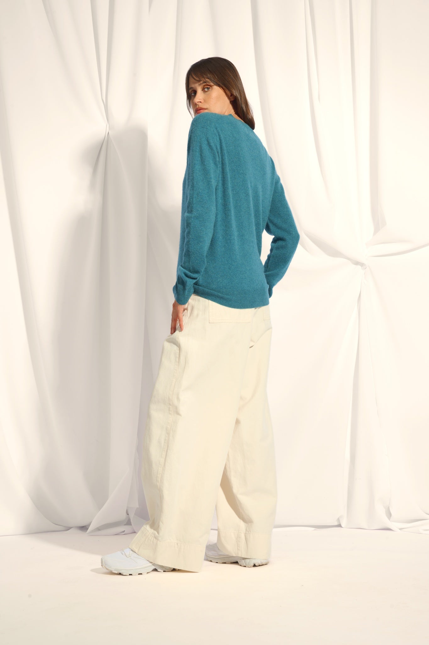 NORA pull col v canard chiné