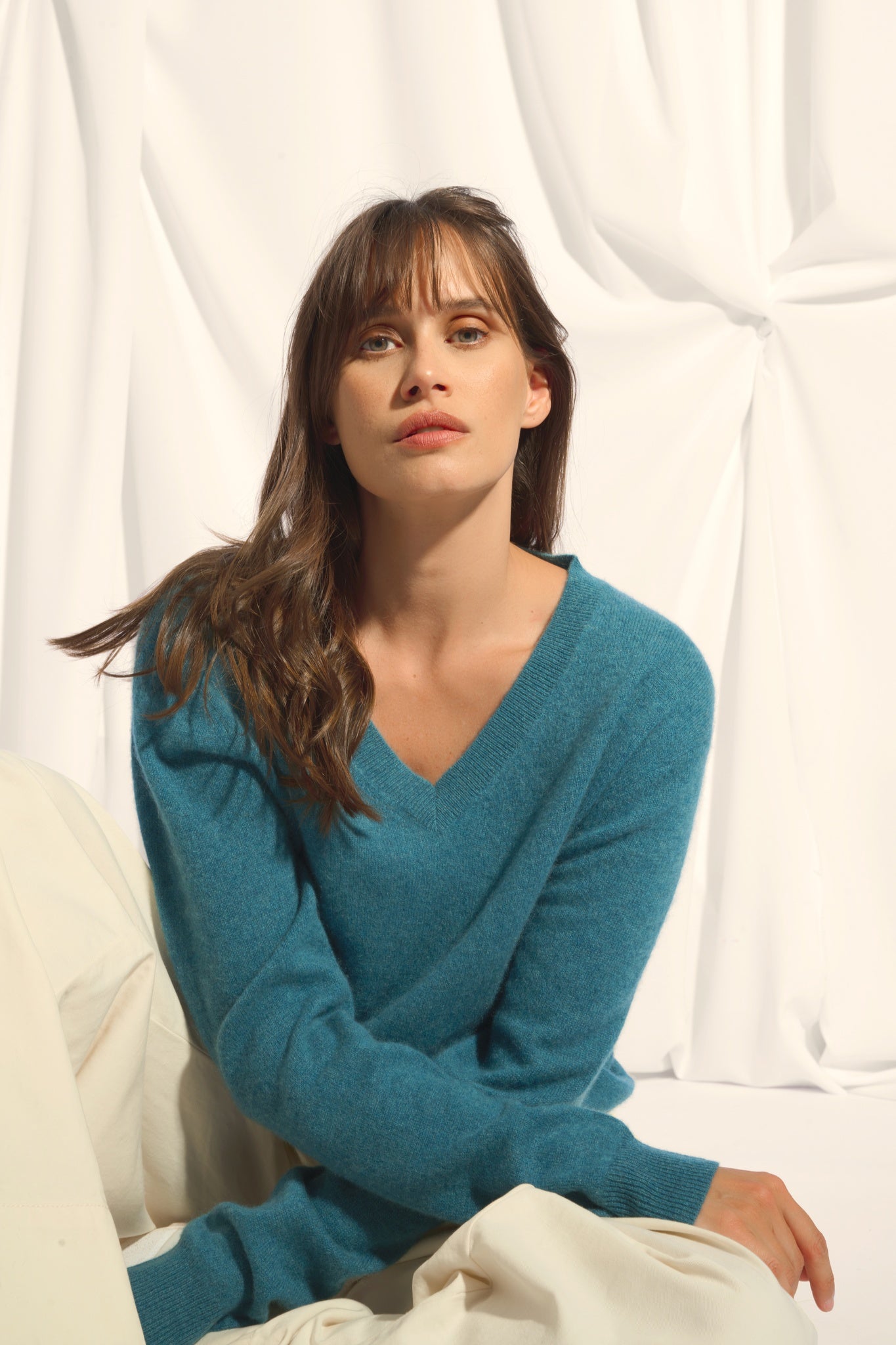 NORA pull col v canard chiné