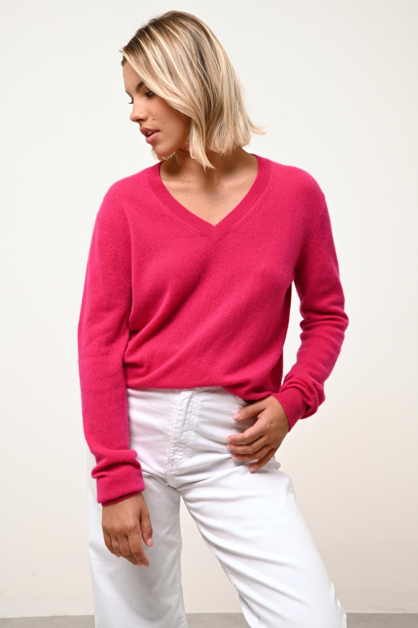 NORA v-neck sweater fuchsia