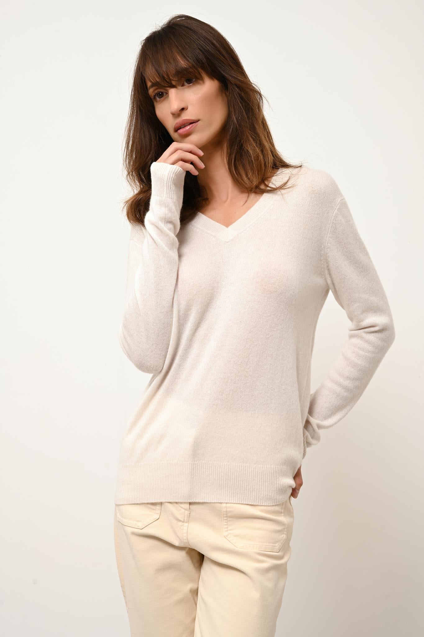 NORA ivory v-neck sweater