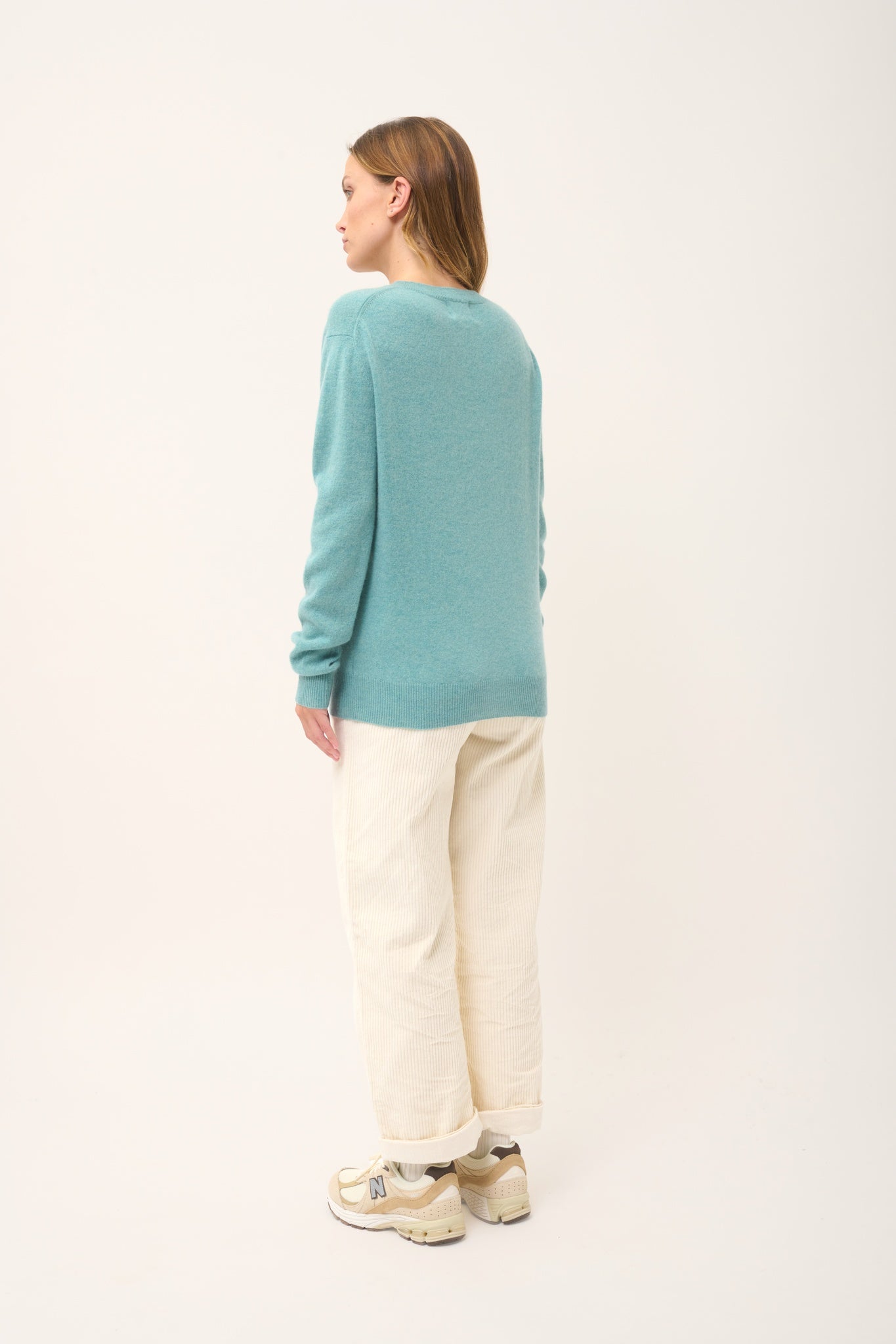 NORA pull col v vert chiné