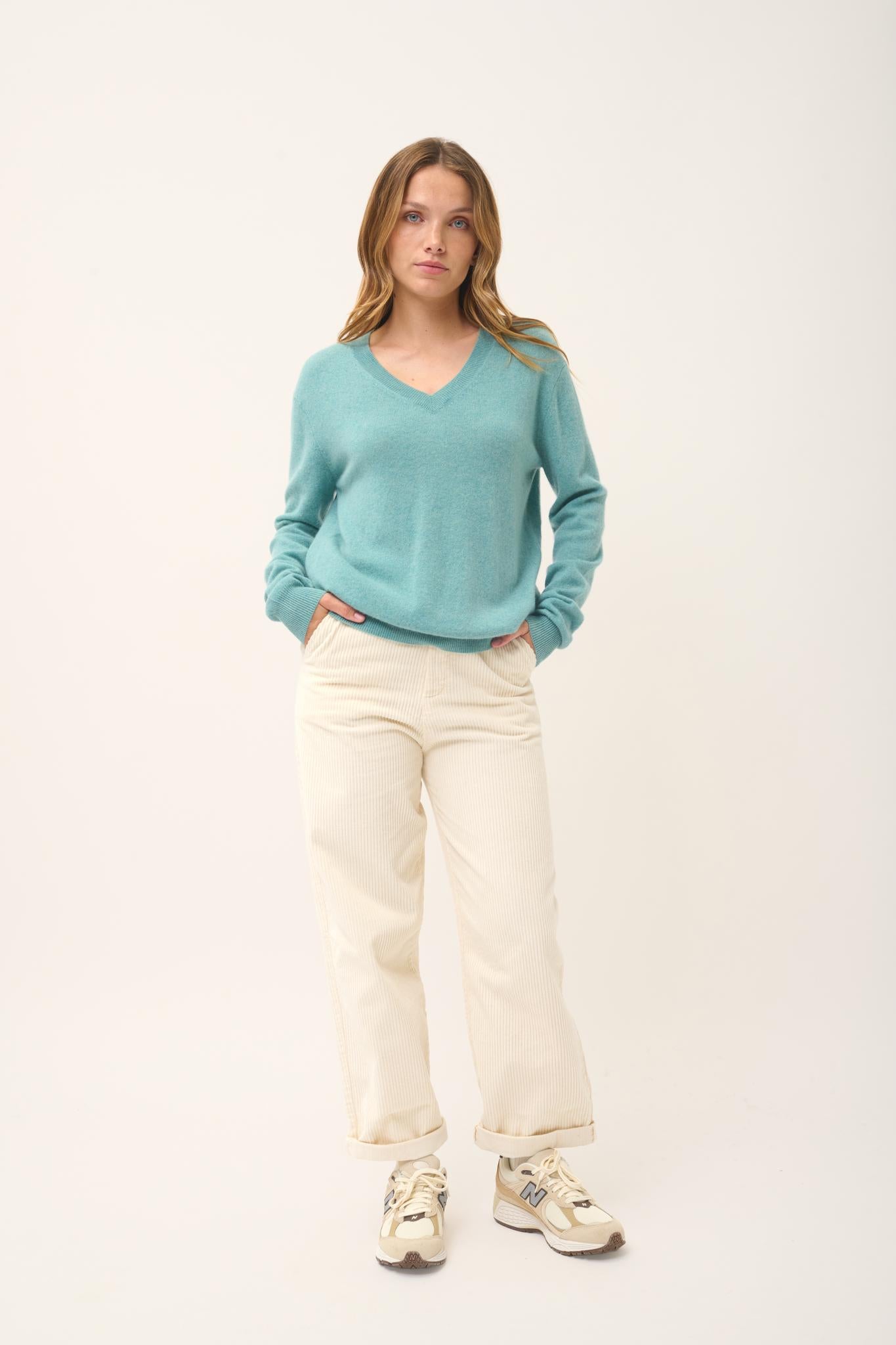 NORA v-neck sweater mottled green