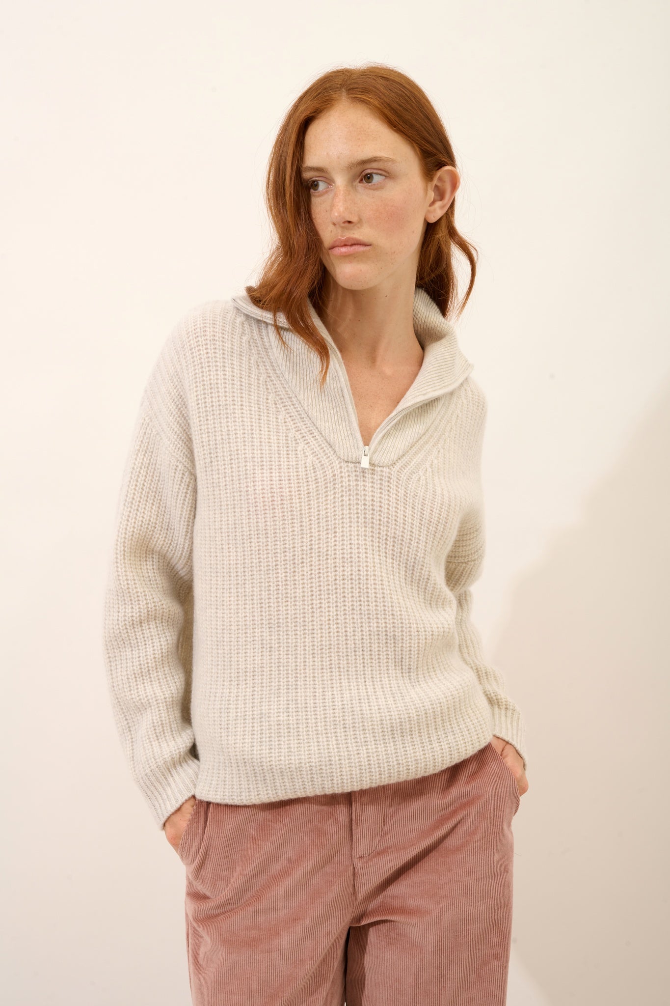 NORDICA pull camionneur 6 fils gris perle chiné