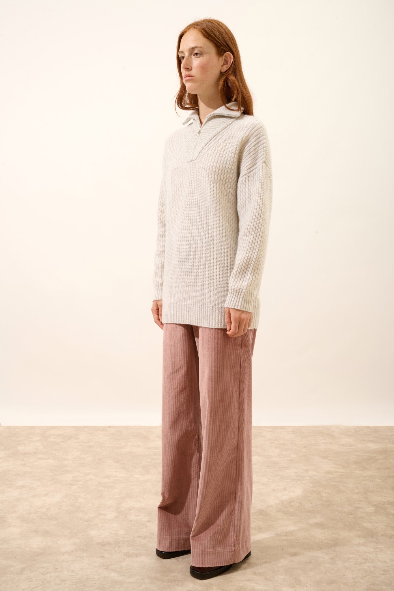 nordica pull camionneur 6 fils gris perle chiné 100% cachemire