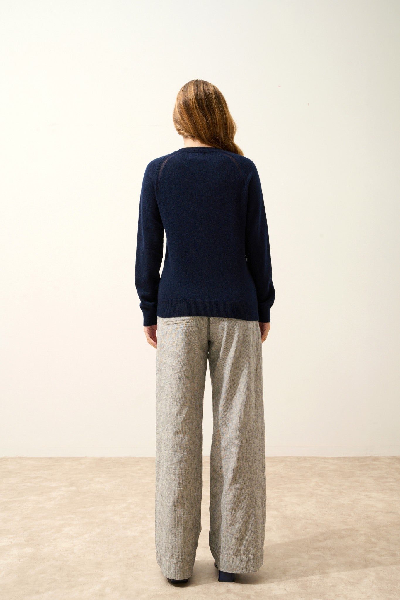 norena pull col rond navy 100% cachemire