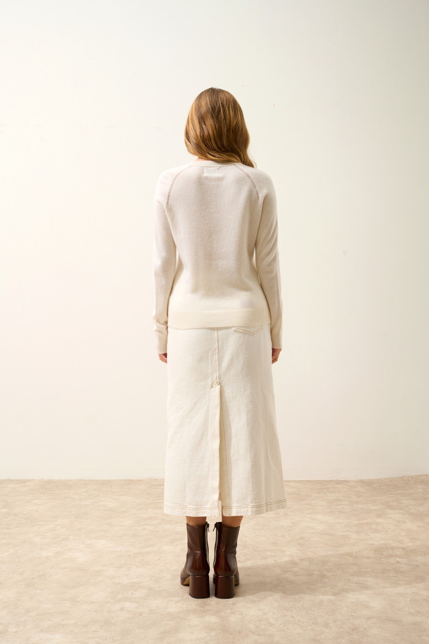 norena round neck sweater snow 100% cashmere