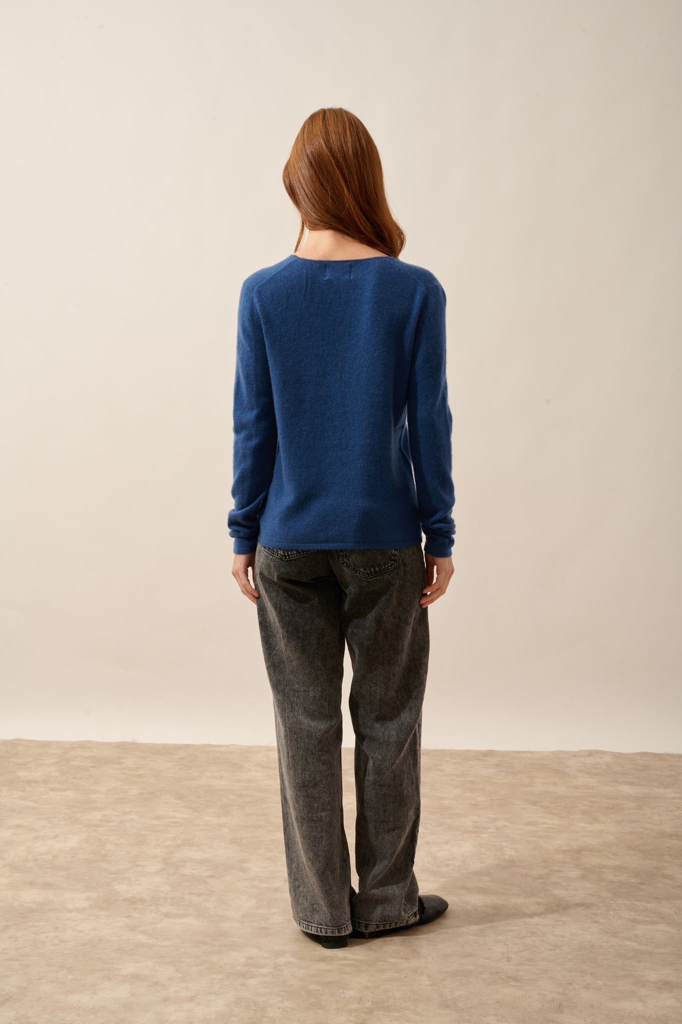 NORMA cardigan col v bleu perse