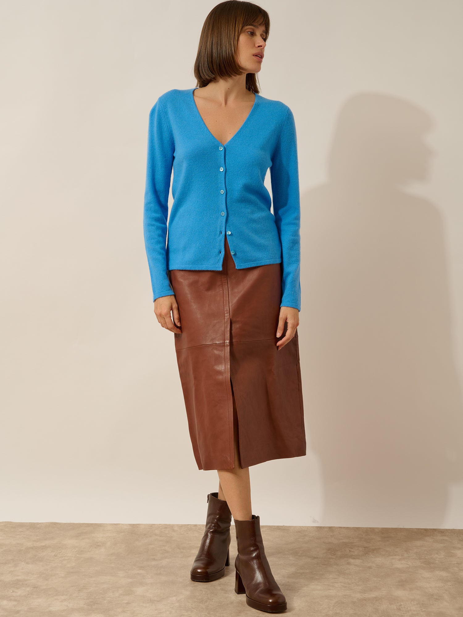 NORMA cardigan col v bleuet