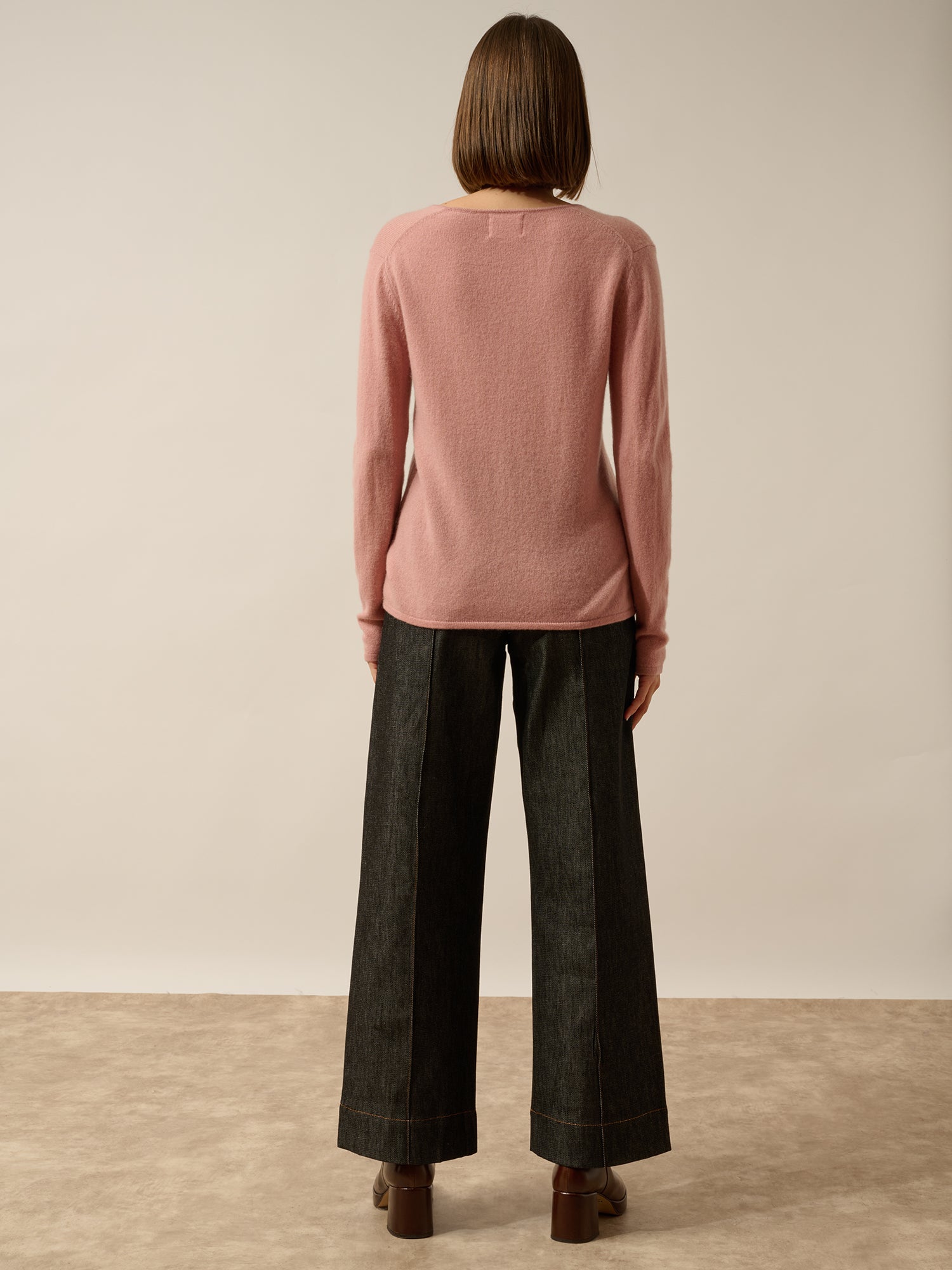 NORMA cardigan col v bois de rose