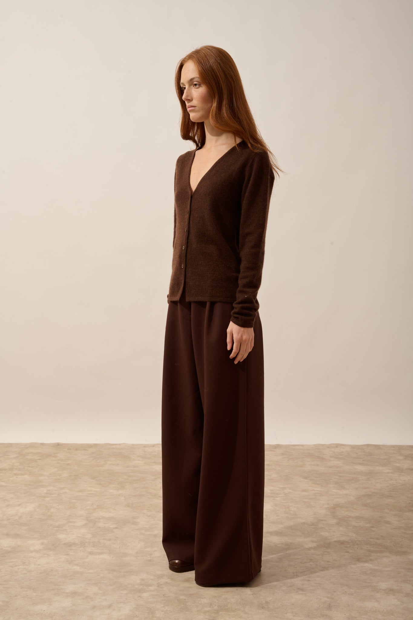 NORMA cardigan col v café