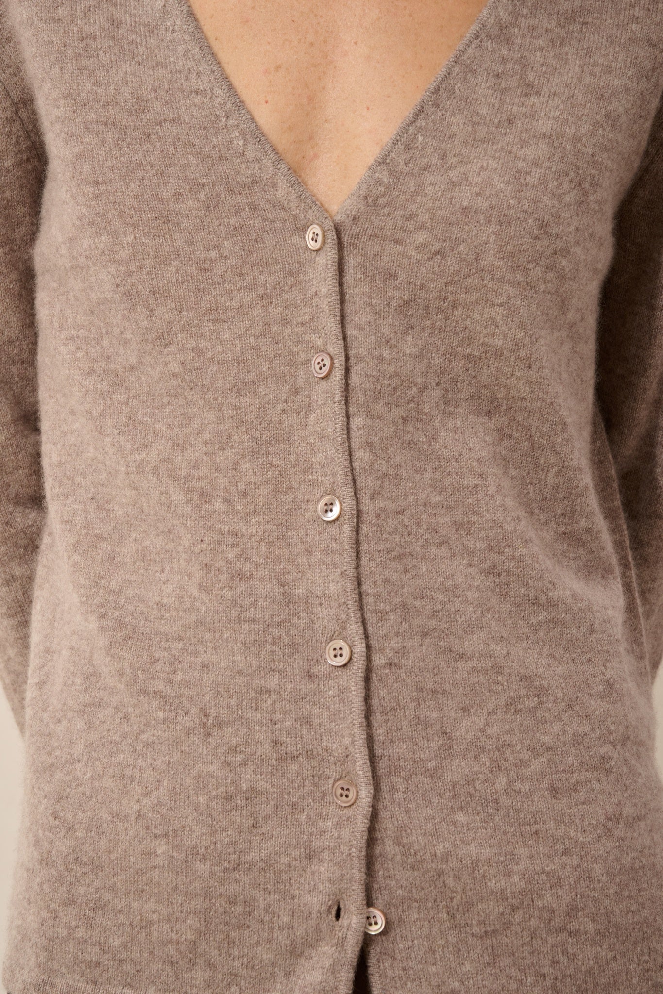 NORMA cardigan col v caribou chiné