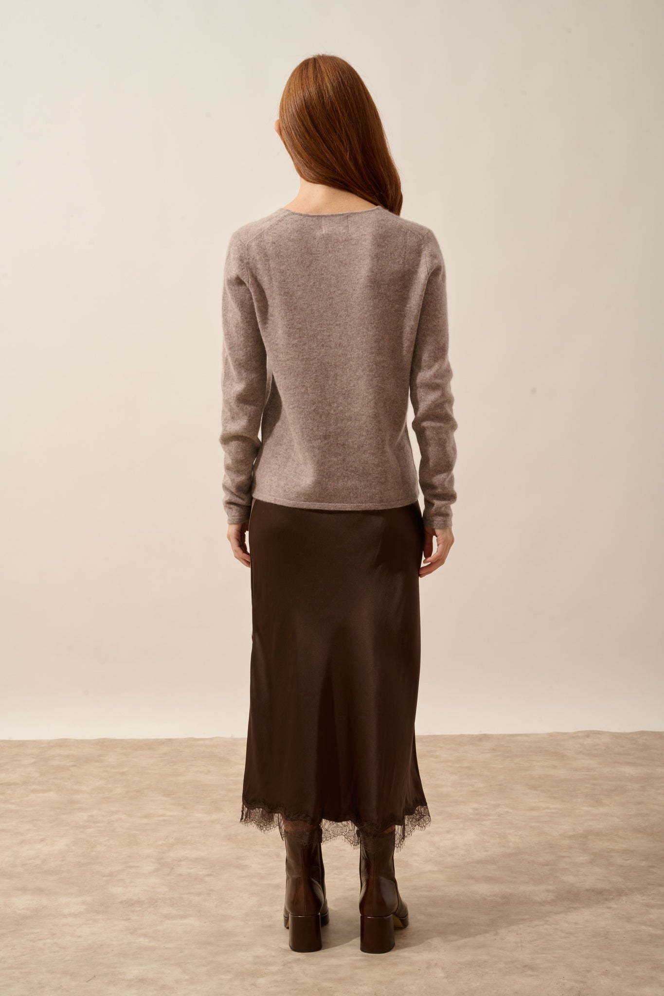 NORMA cardigan col v caribou chiné