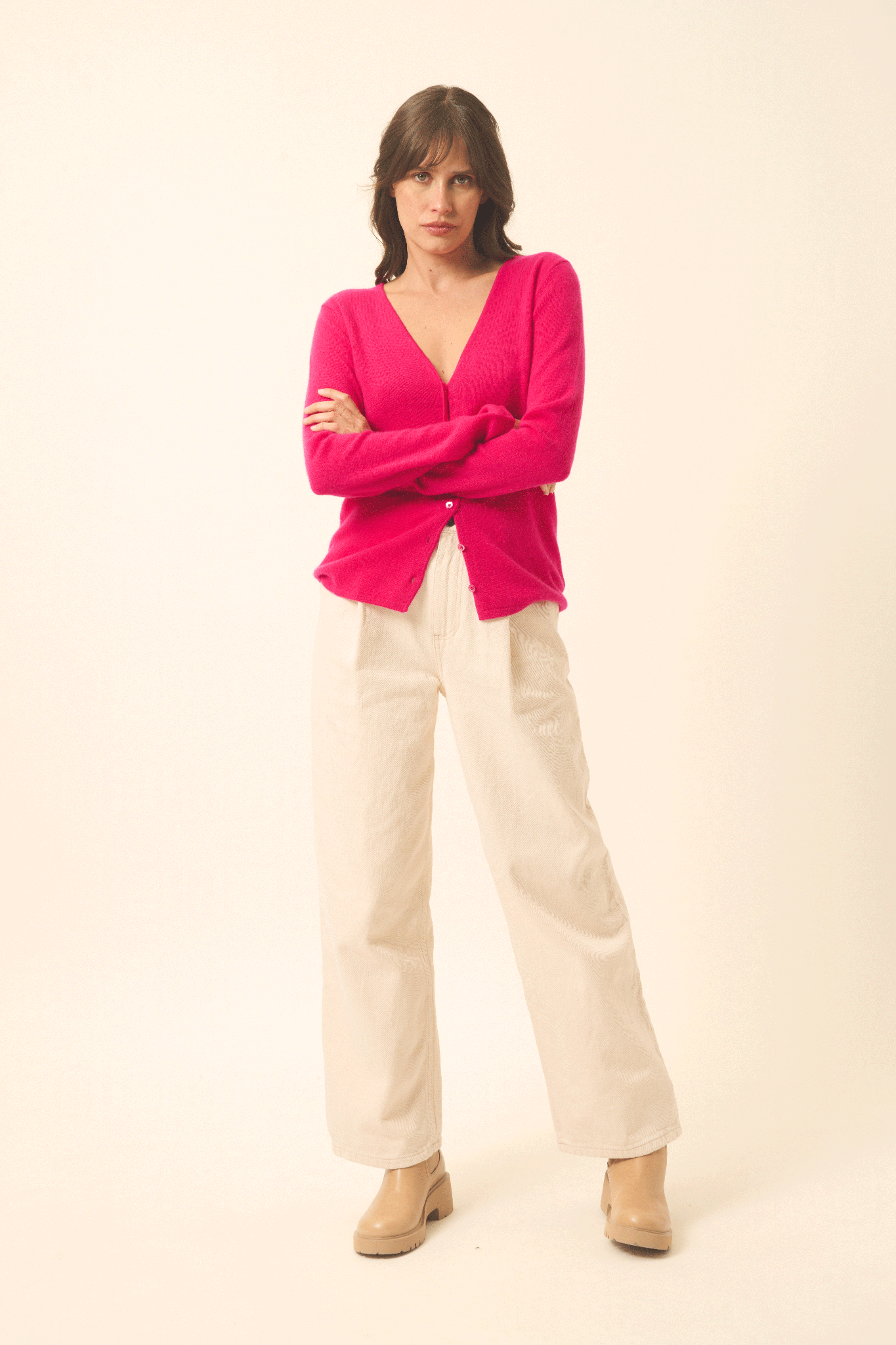 NORMA cardigan v-neck fuchsia