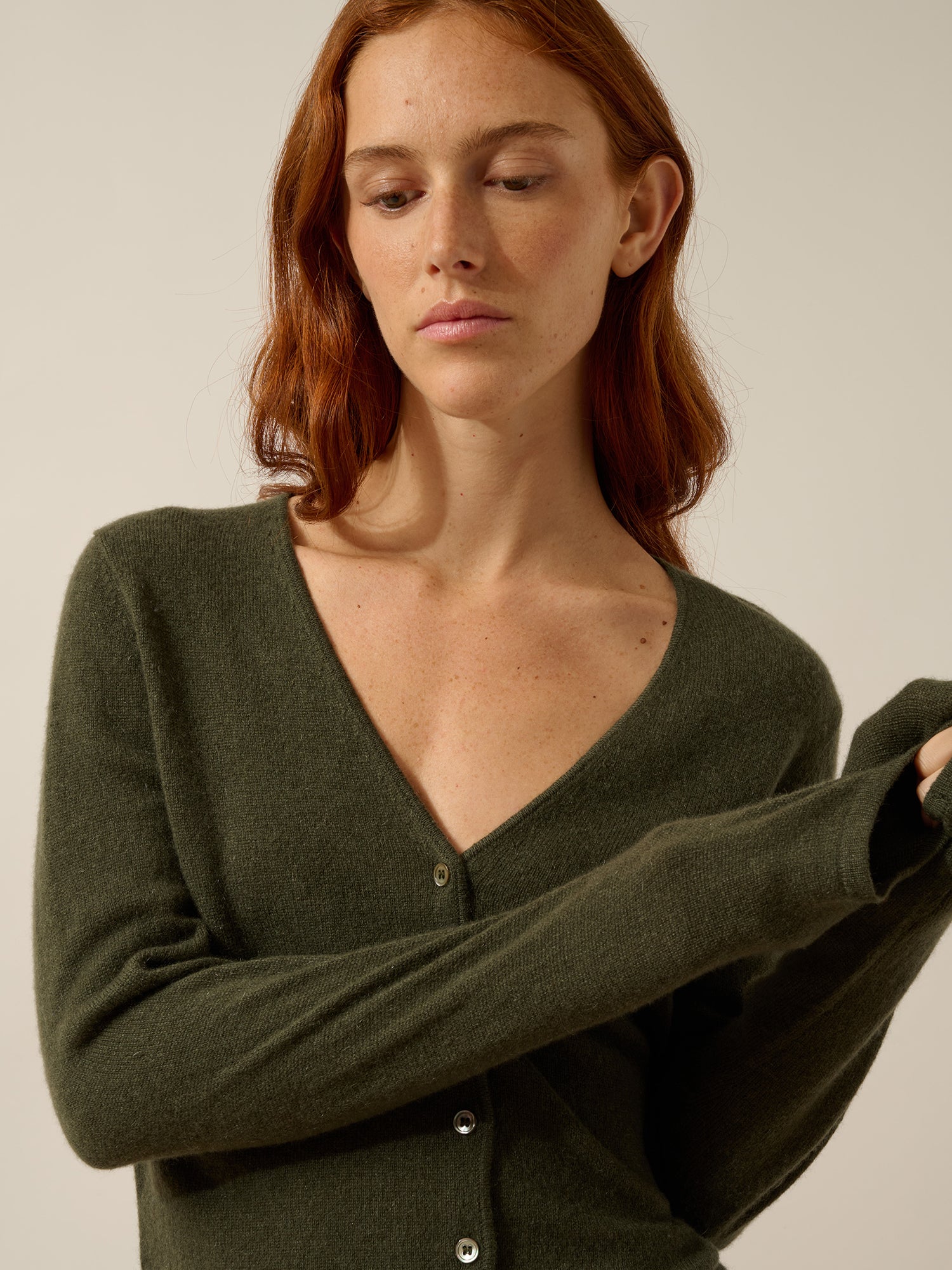 NORMA khaki V-neck cardigan