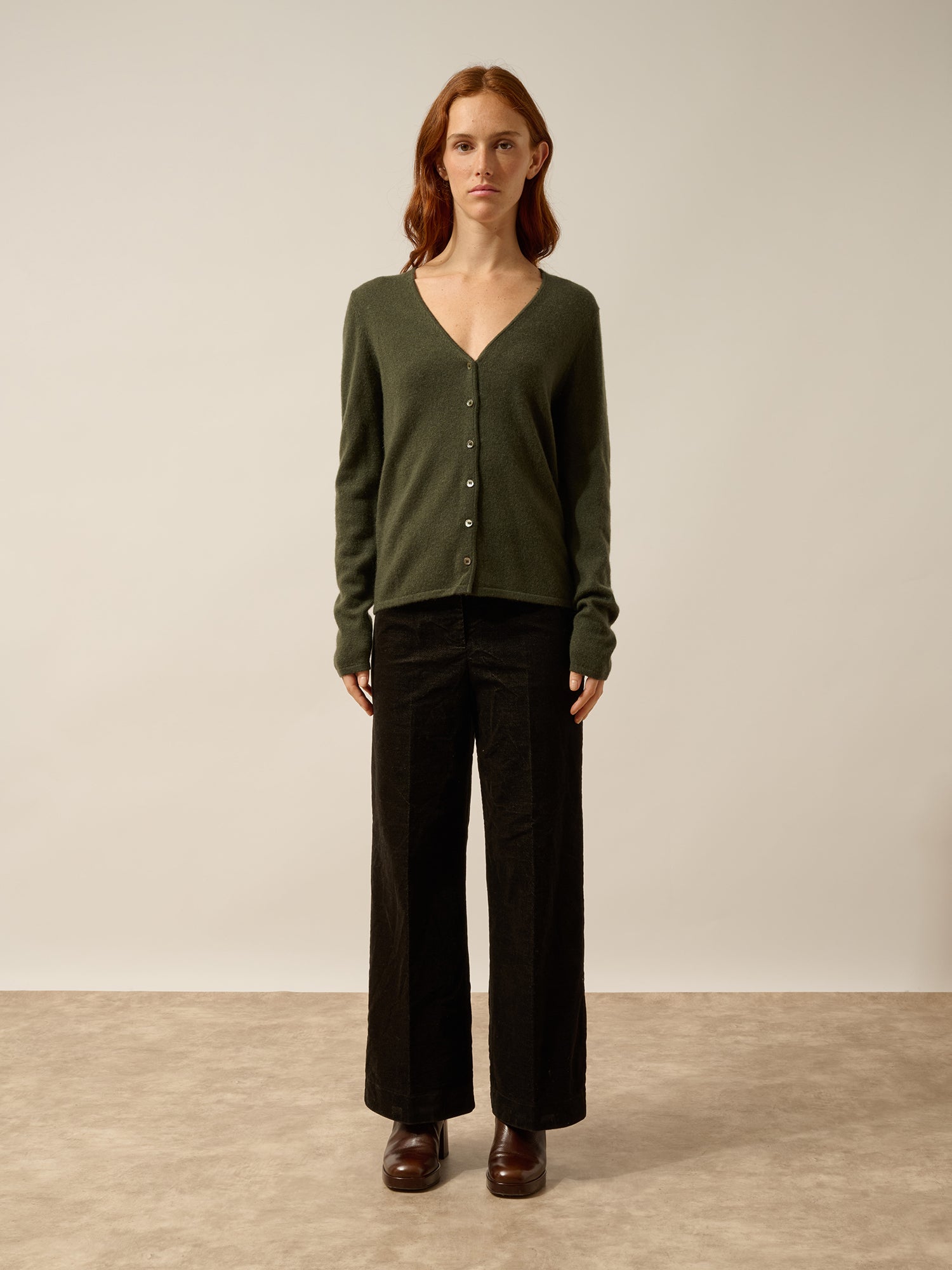 NORMA khaki V-neck cardigan