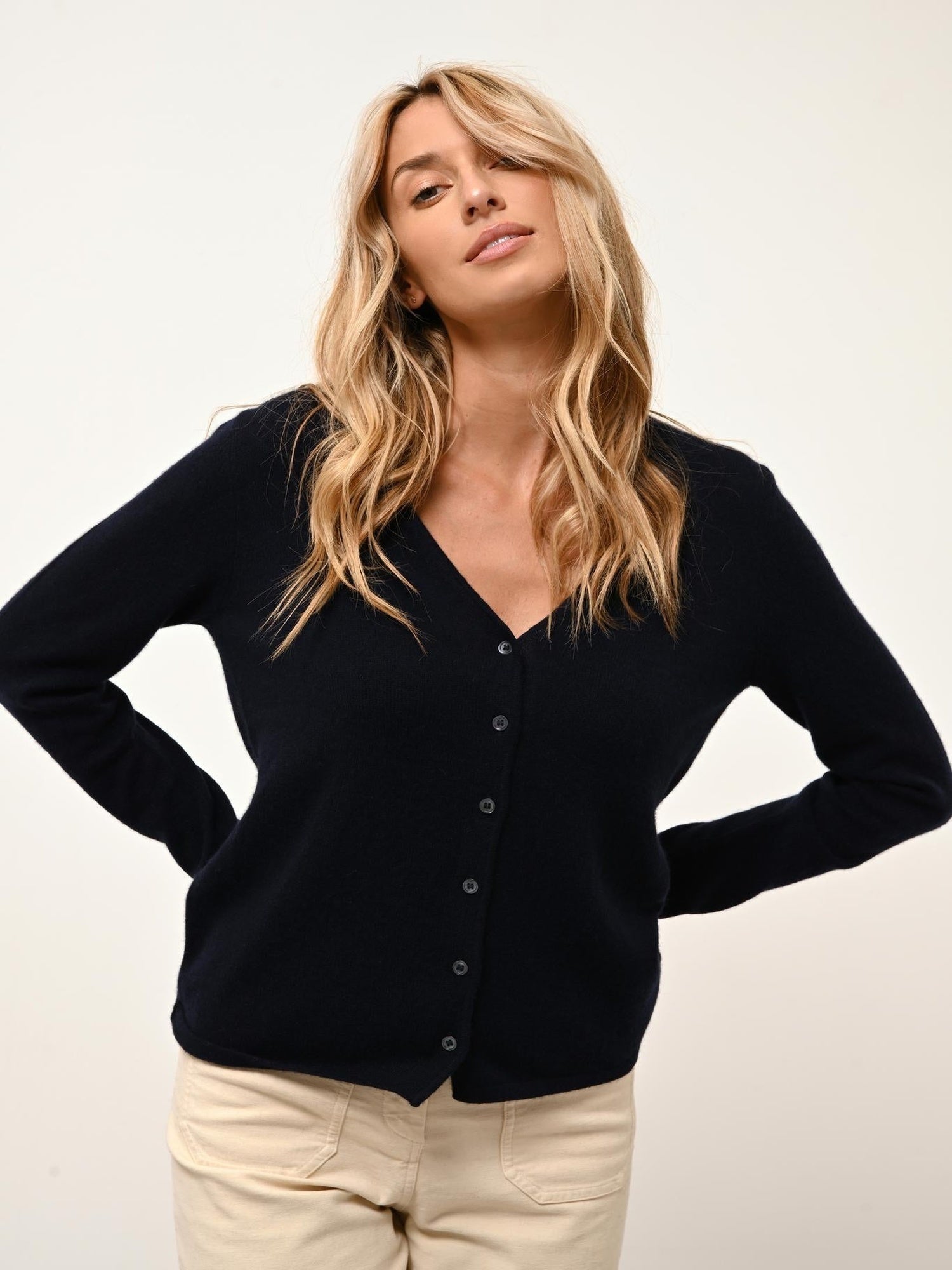 NORMA navy V-neck cardigan