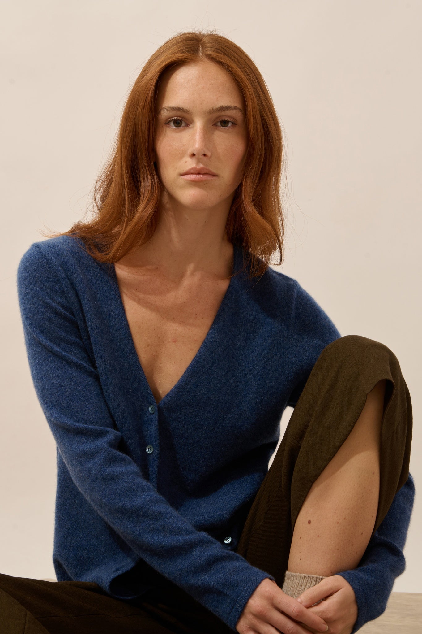 NORMA cardigan col v ocean chiné