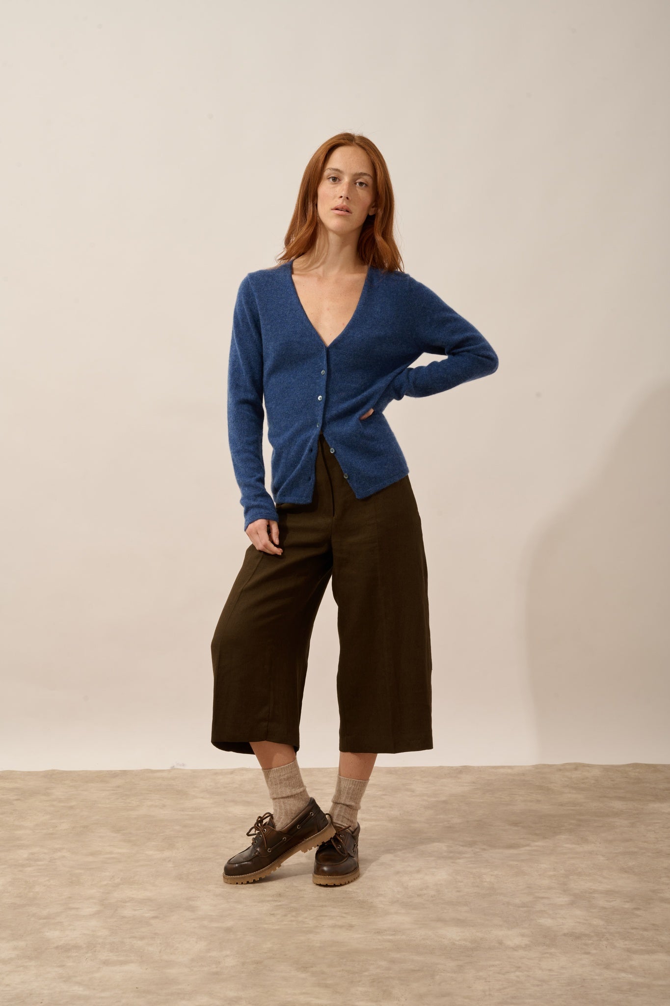 NORMA cardigan col v ocean chiné