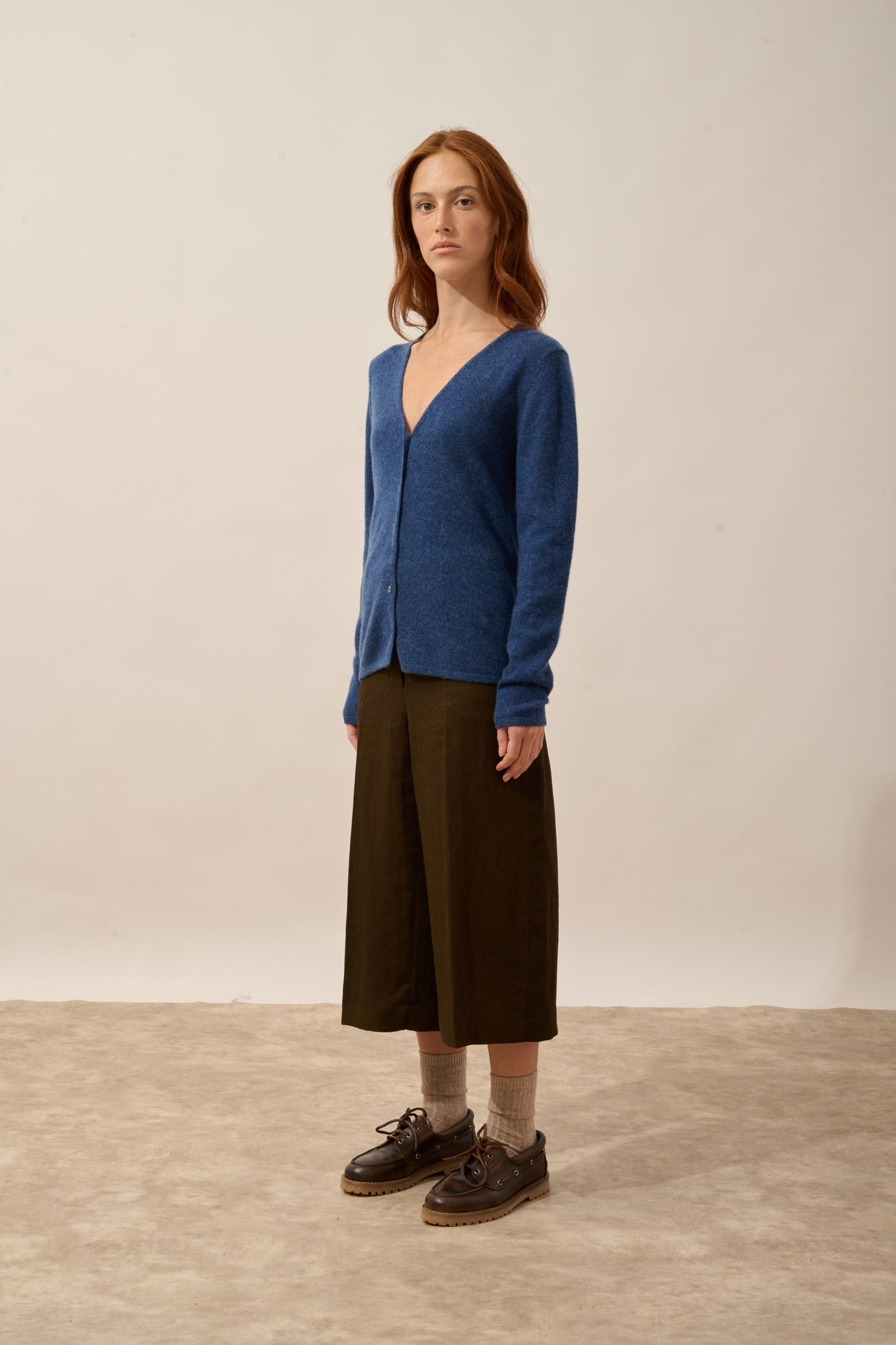 NORMA cardigan col v ocean chiné