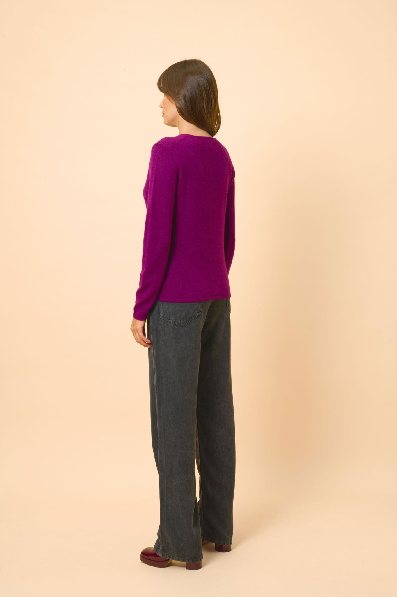 NORMA cardigan col v prune