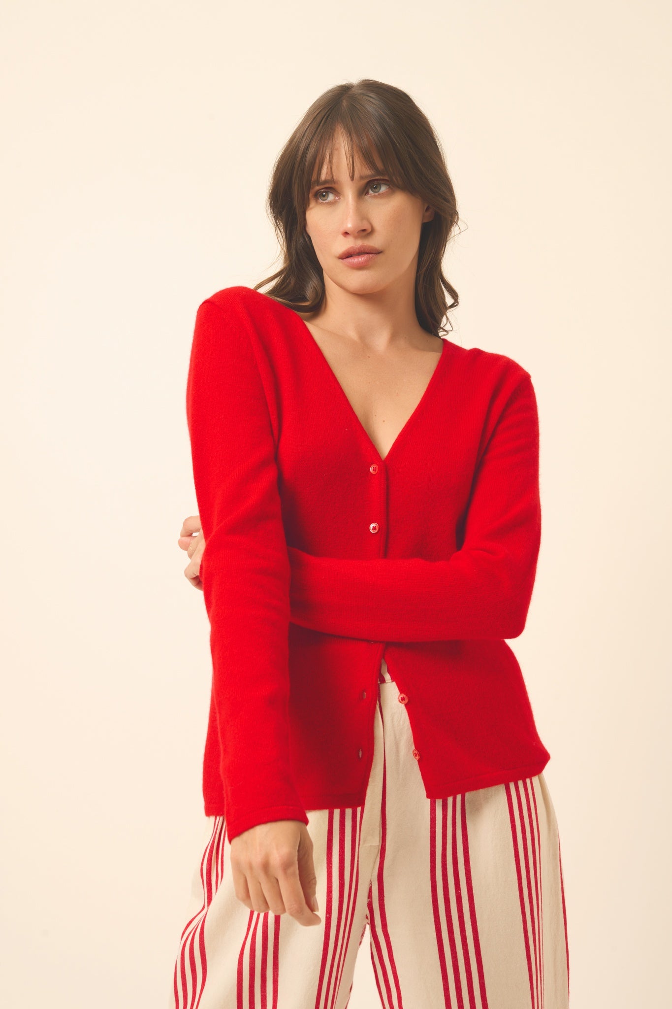 NORMA red v-neck cardigan