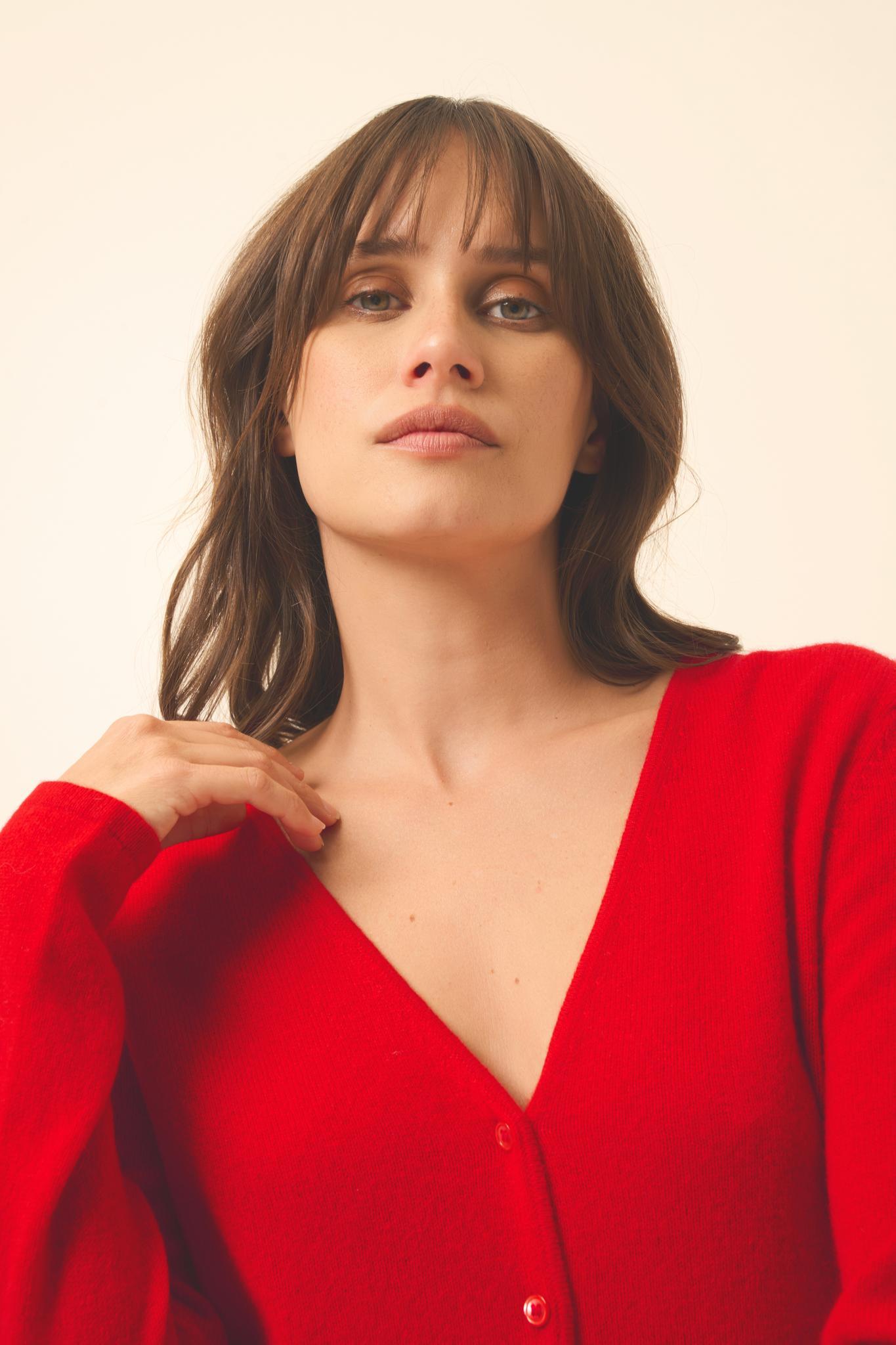 NORMA red v-neck cardigan