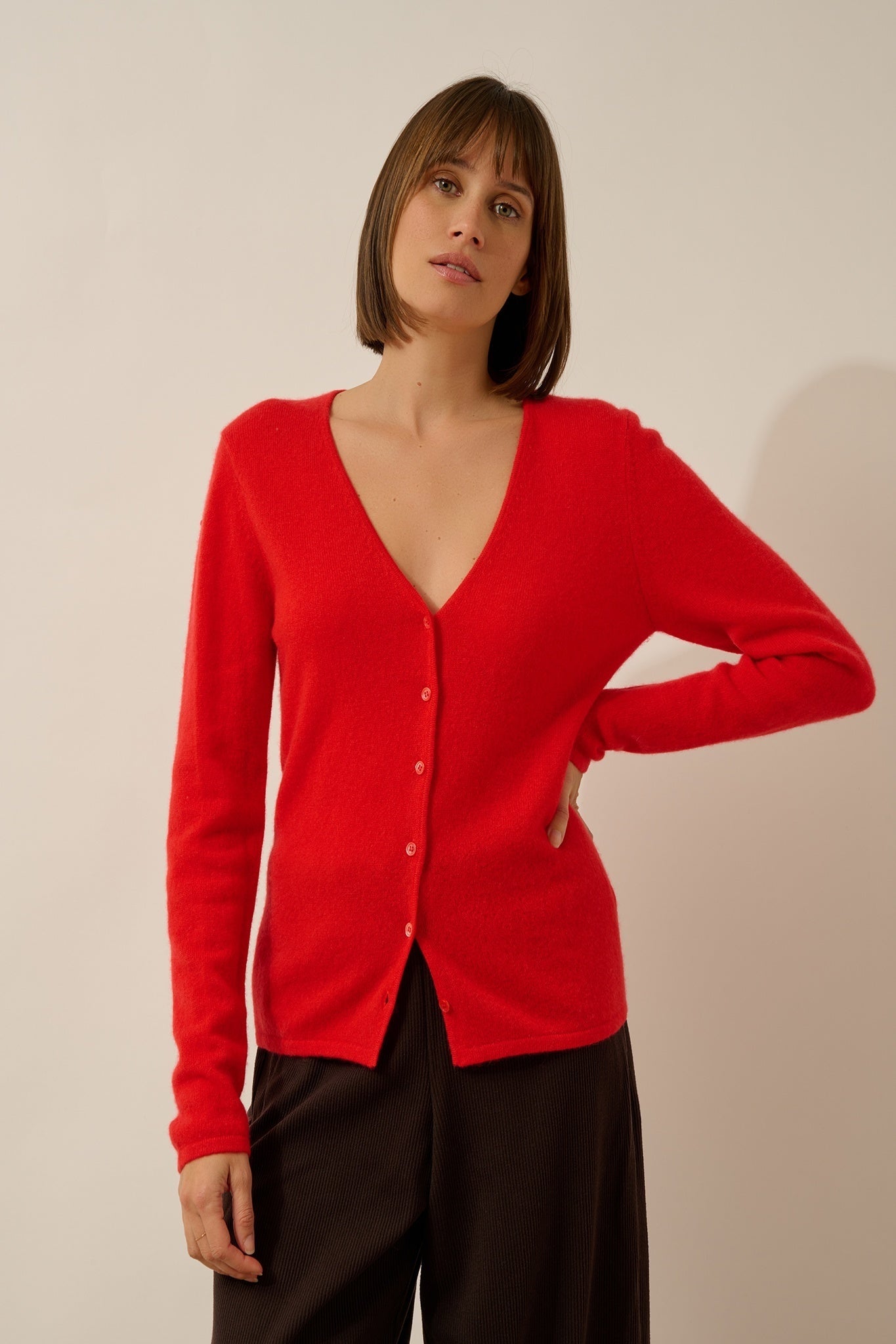 NORMA cardigan col v tomate