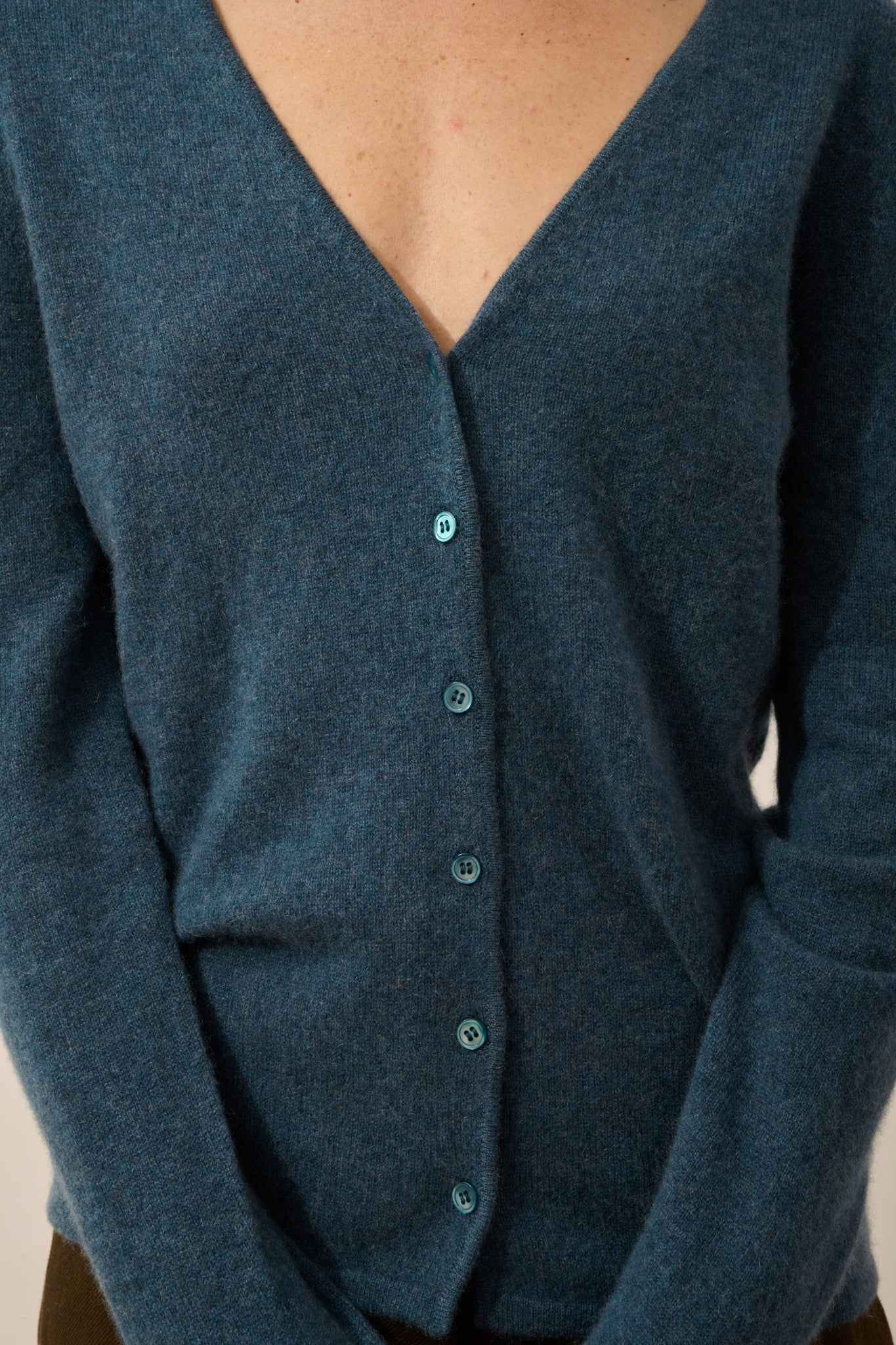 norma cardigan col v vert canard chiné