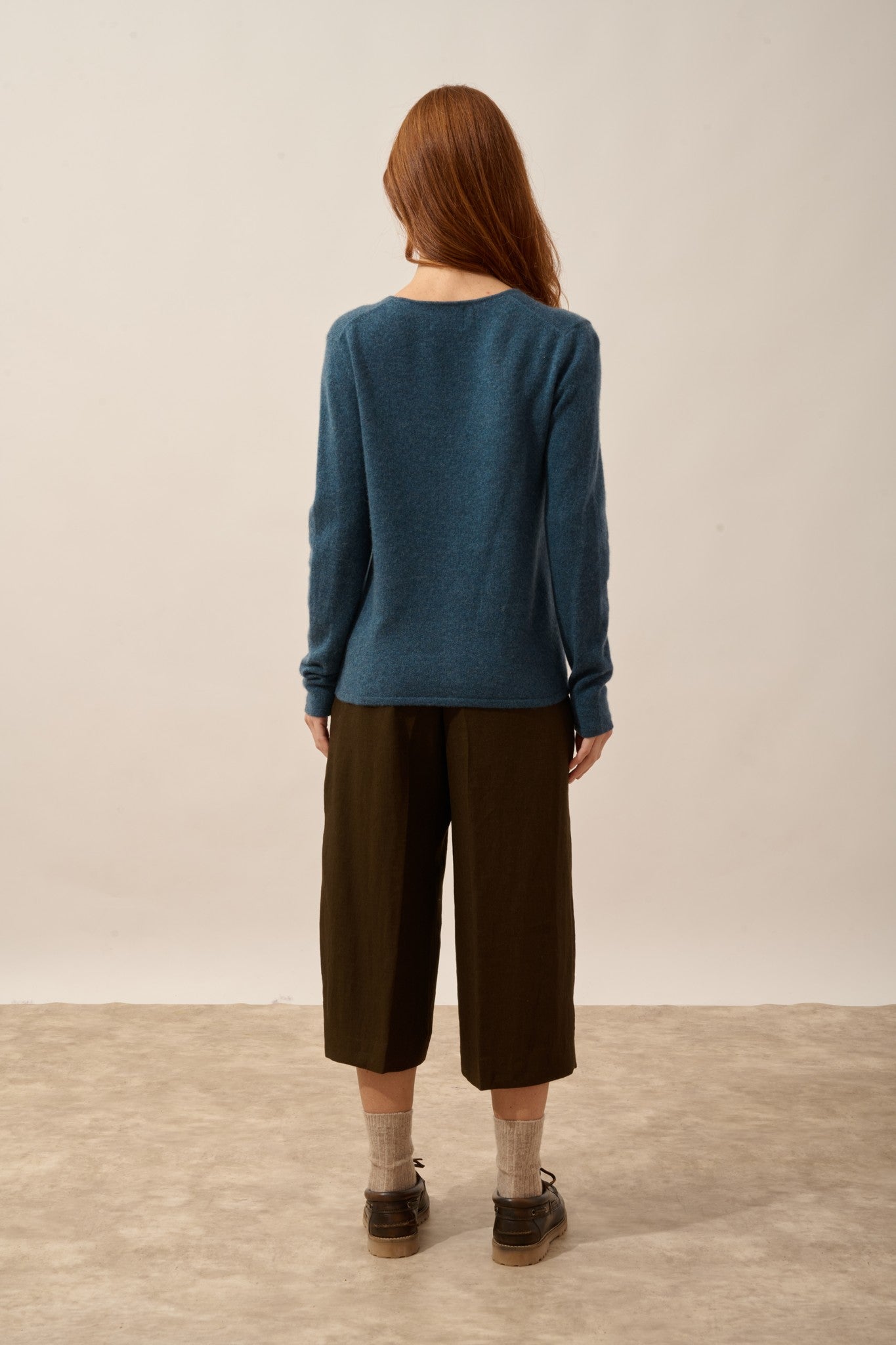 norma cardigan col v vert canard chiné