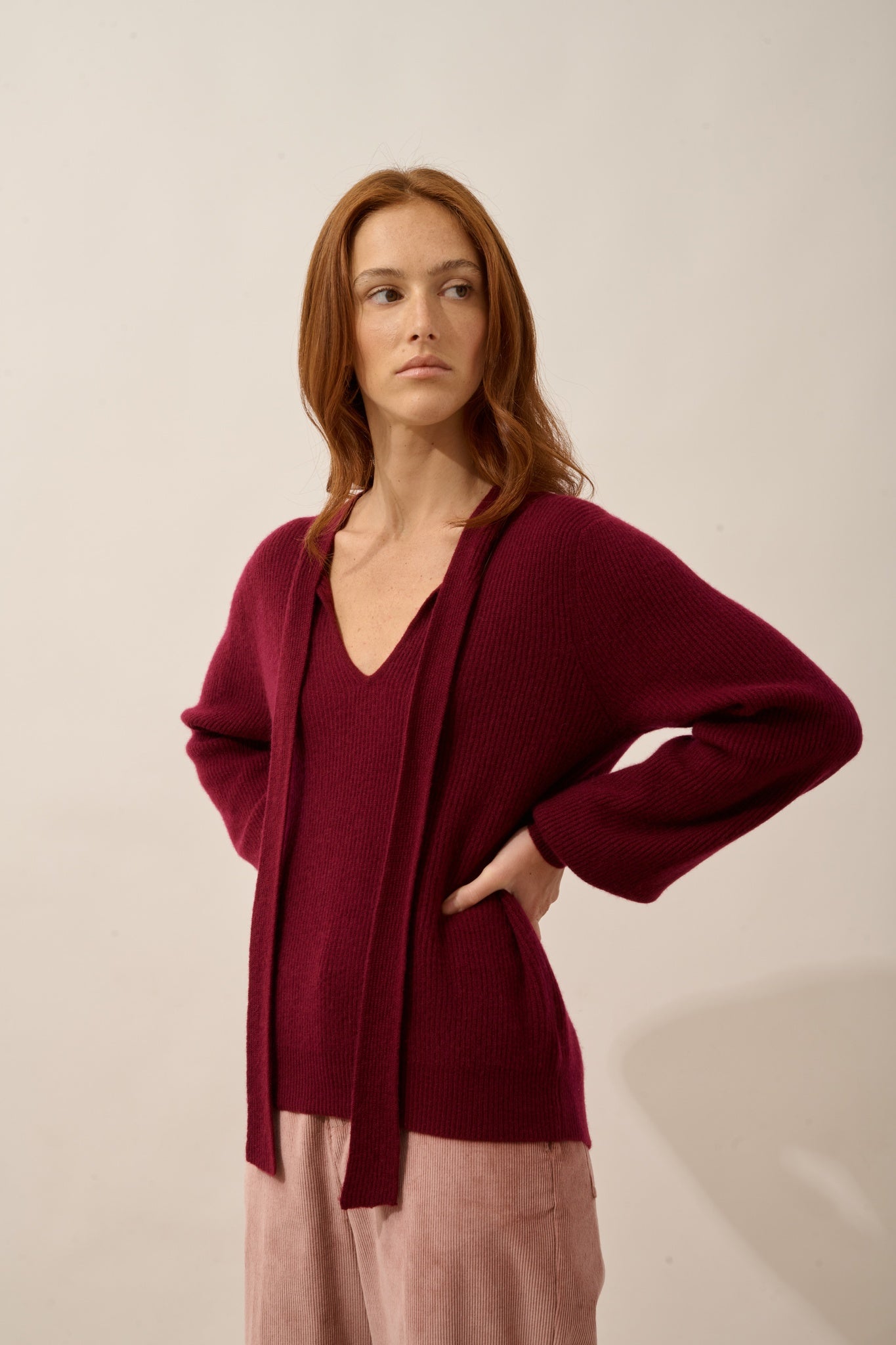 NOTY pull col lavallière bordeaux