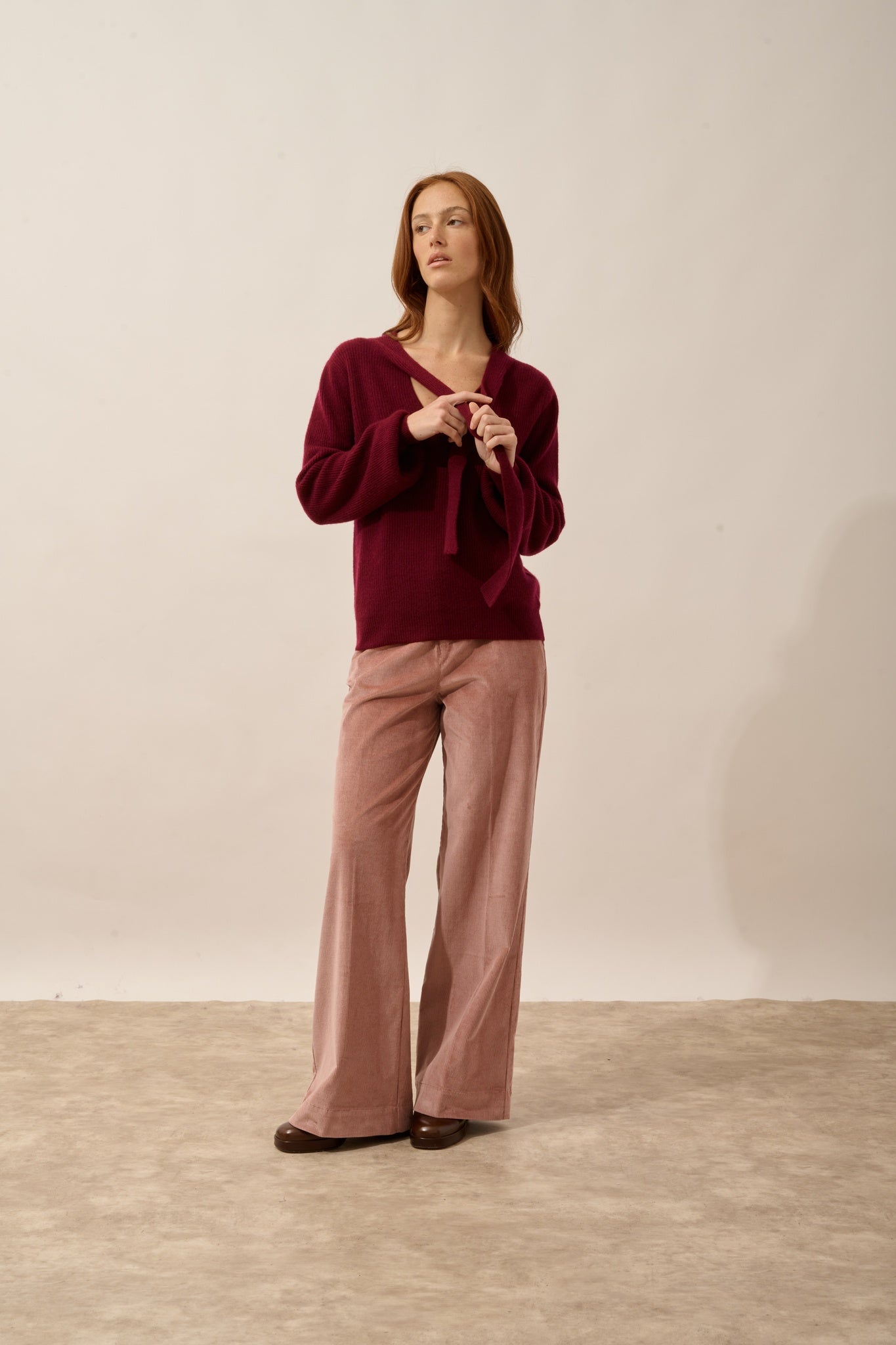 NOTY pull col lavallière bordeaux