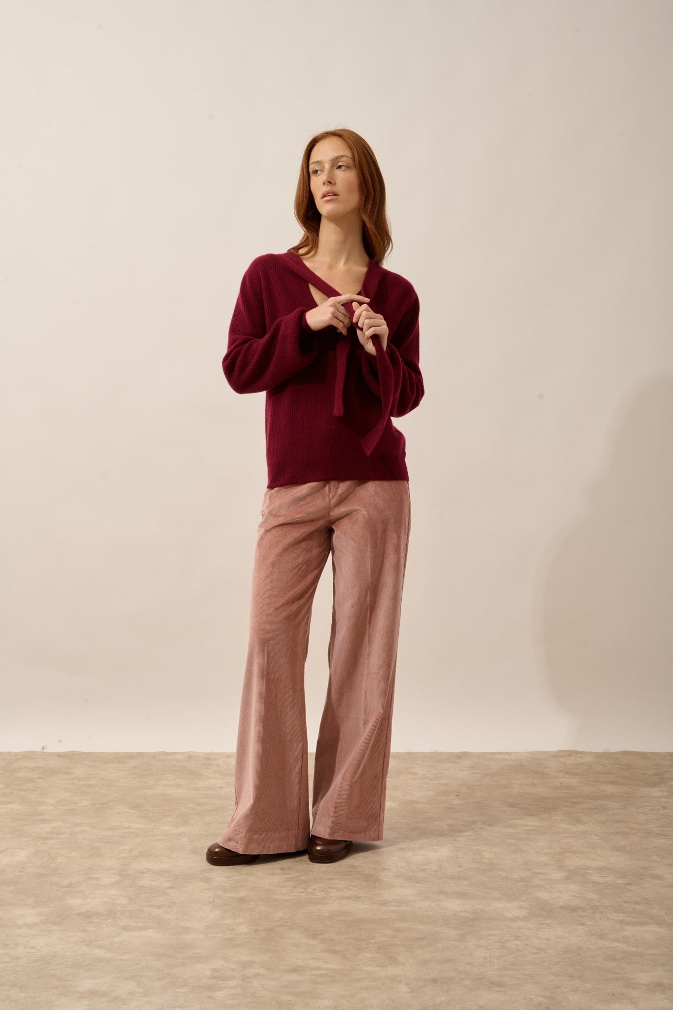 noty pull col lavallière bordeaux