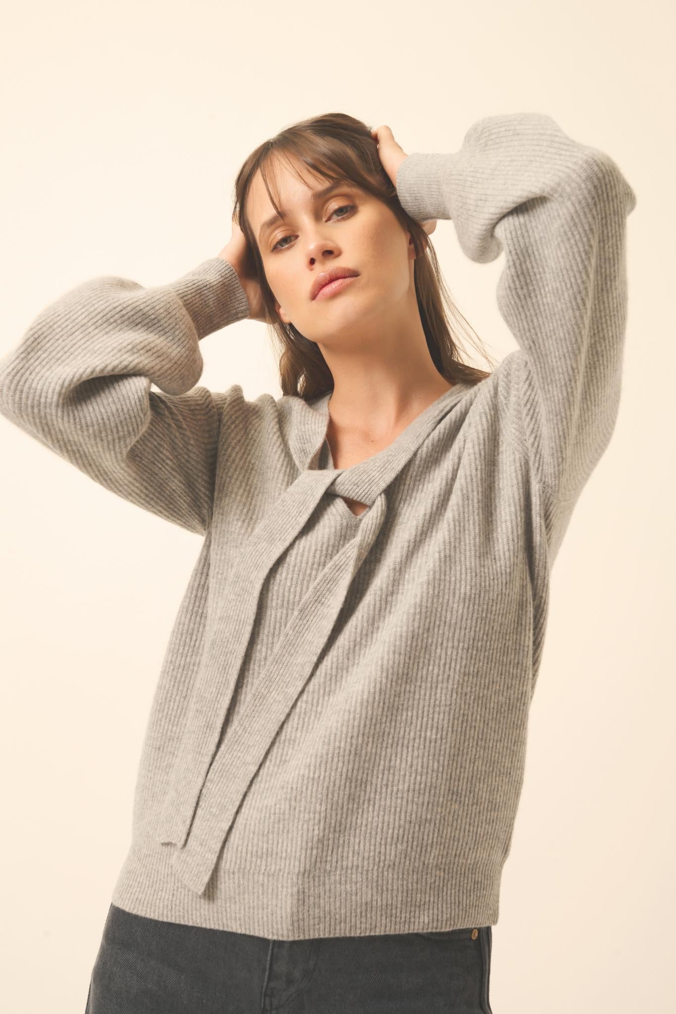 NOTY pull col lavallière nuage chiné