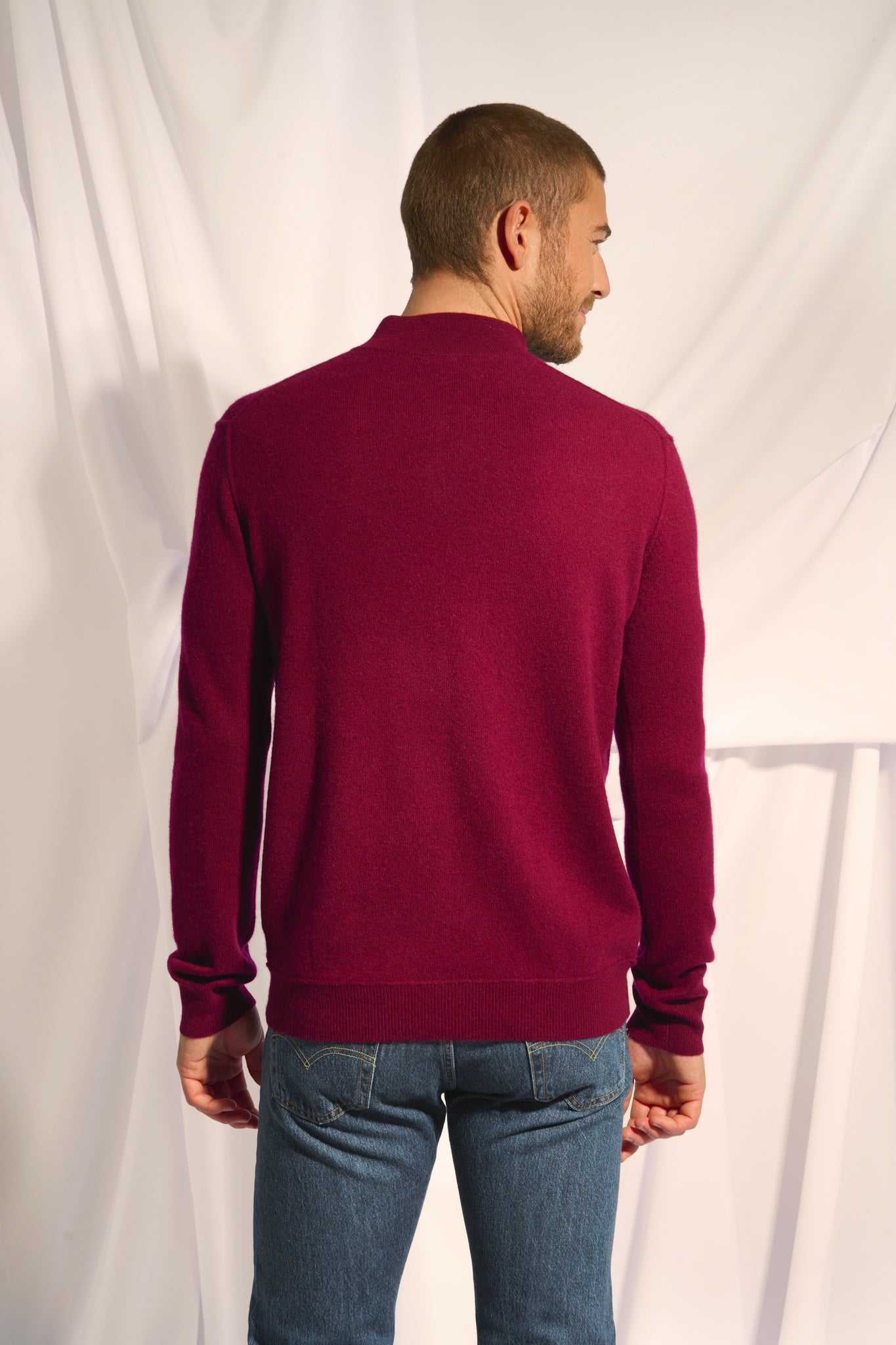 NOUR burgundy trucker collar sweater
