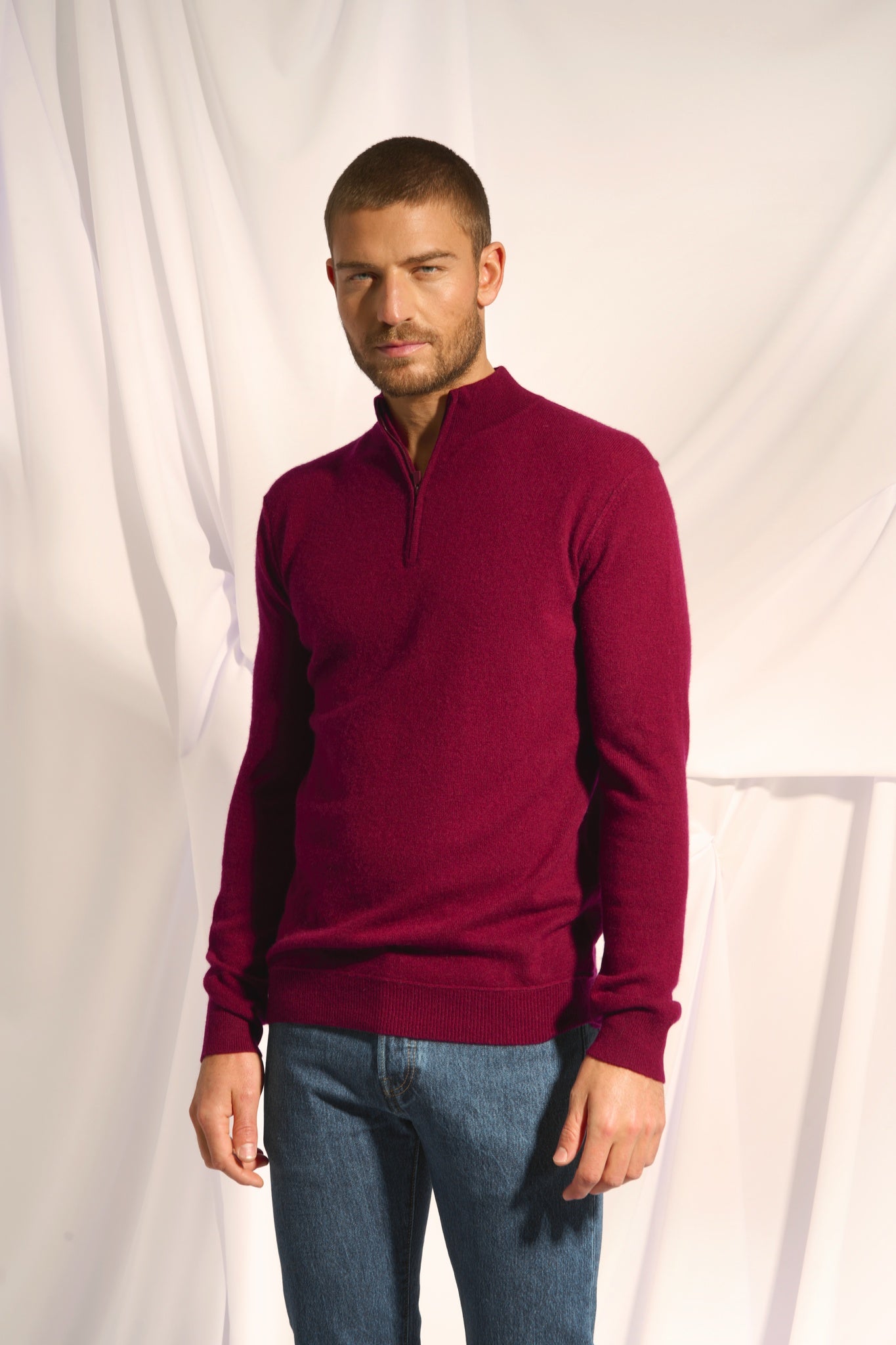 NOUR pull col camionneur bordeaux