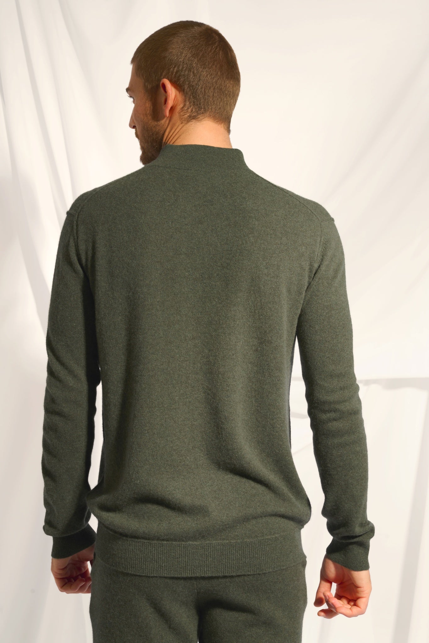 NOUR pull col camionneur kaki chiné