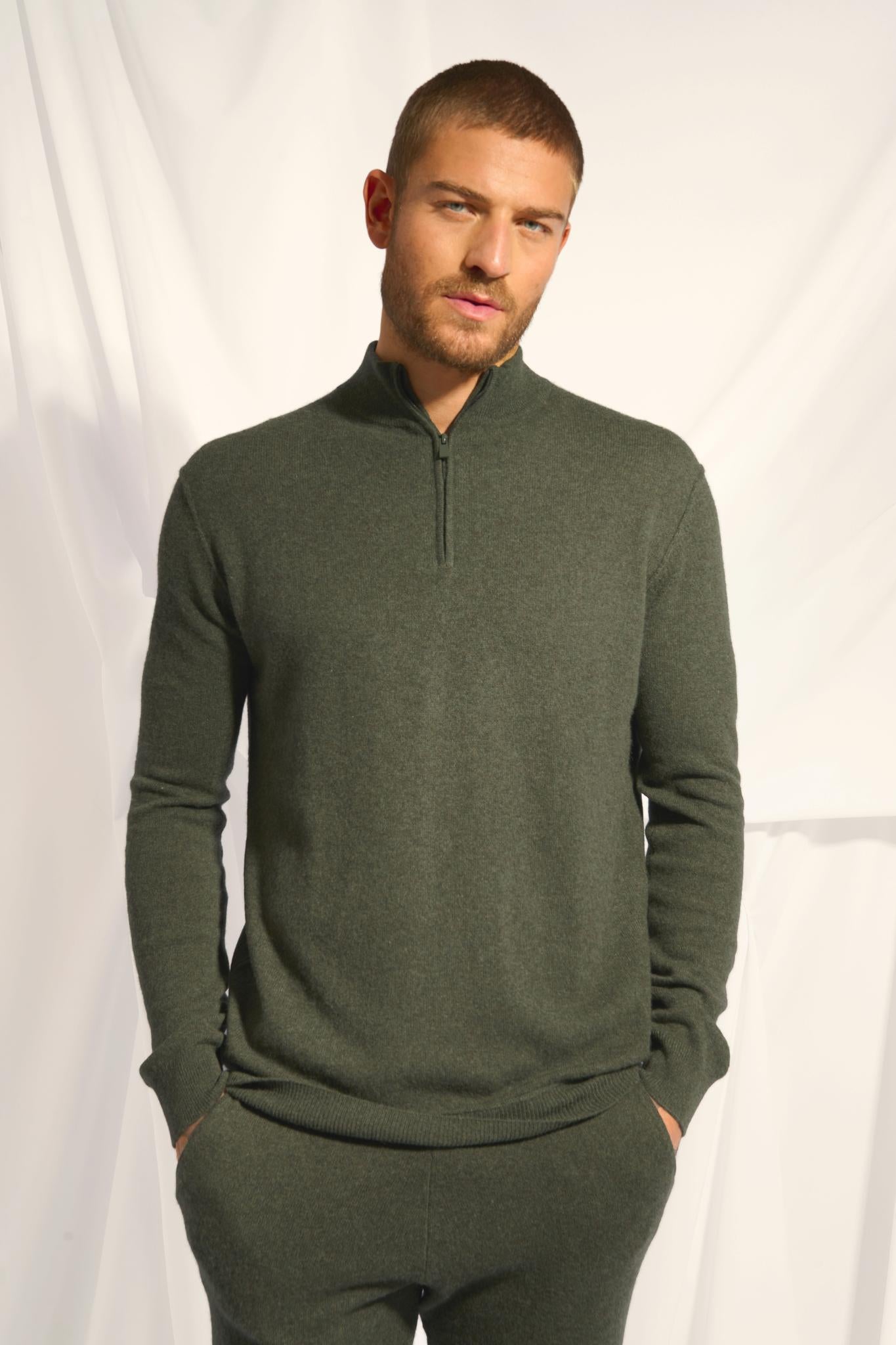 NOUR khaki mottled trucker-neck pullover